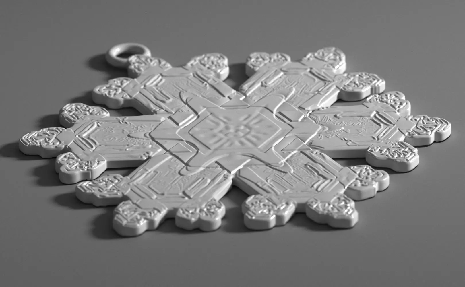 Snowflake Coaster or Christmas Ornament 3D print model_10