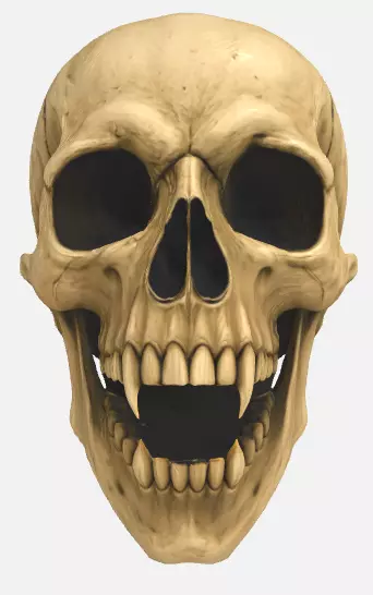 Schaedel Totenkopf mit Vampirzaehnen 3D print model_1