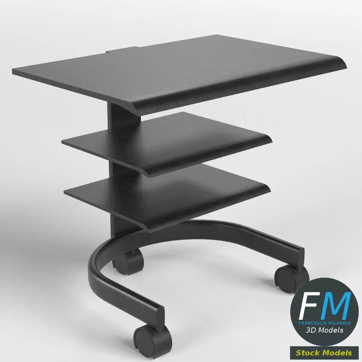 TV Trolley Cart 2 3D model_0