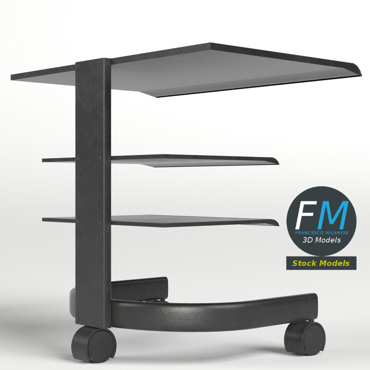 TV Trolley Cart 2 3D model_4