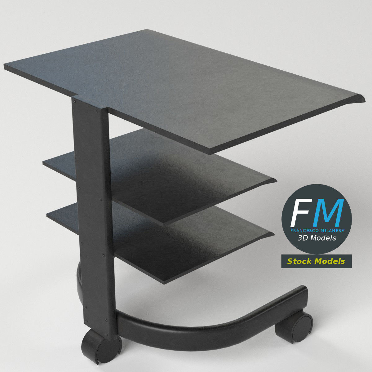 TV Trolley Cart 2 3D model_5