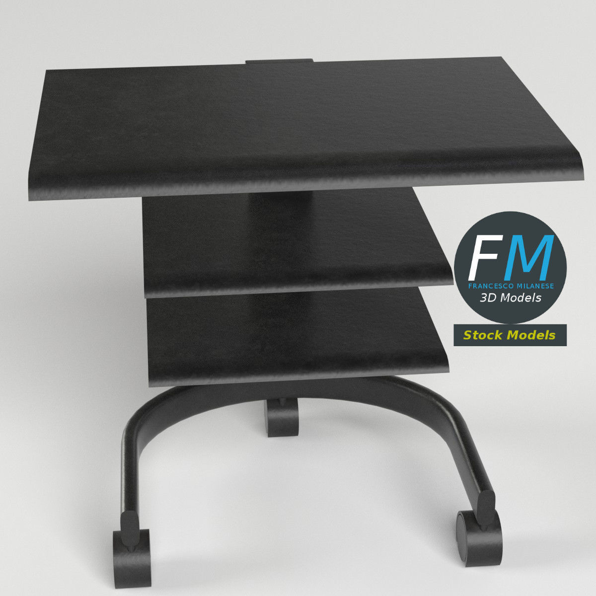 TV Trolley Cart 2 3D model_2