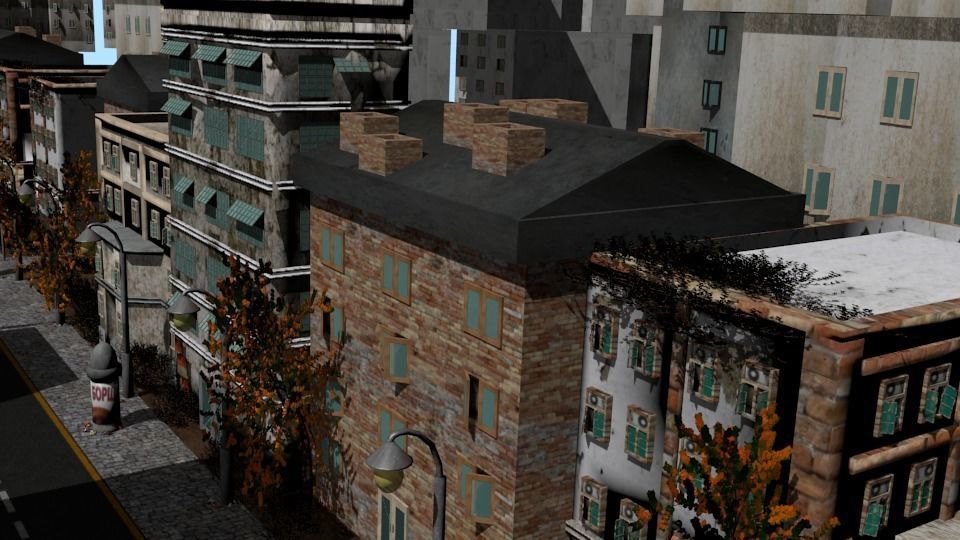 Game Rundown Street Low-poly 3D model_0