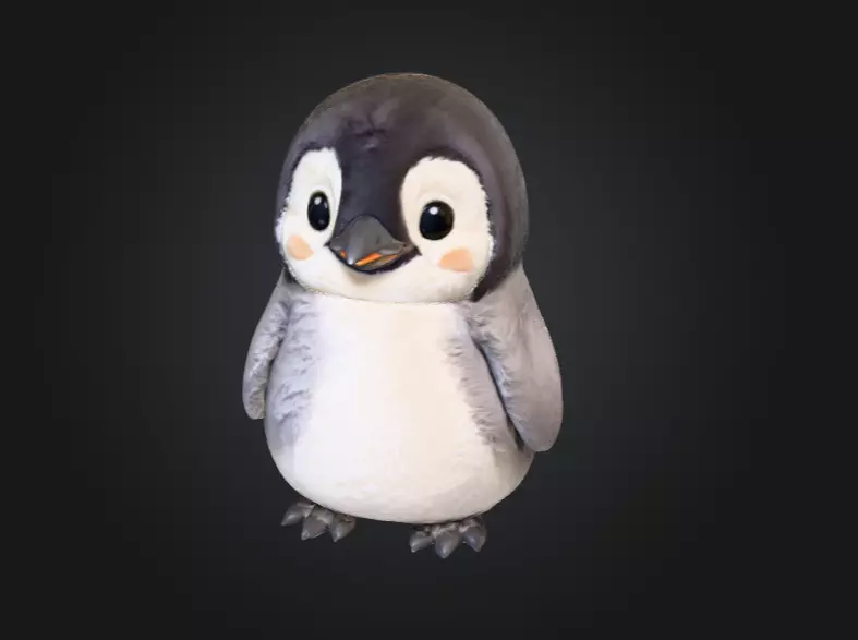 Fluffy Friend Penguin Low-poly 3D model_0