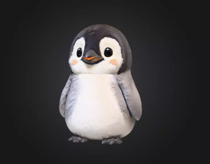Fluffy Friend Penguin Low-poly 3D model_8