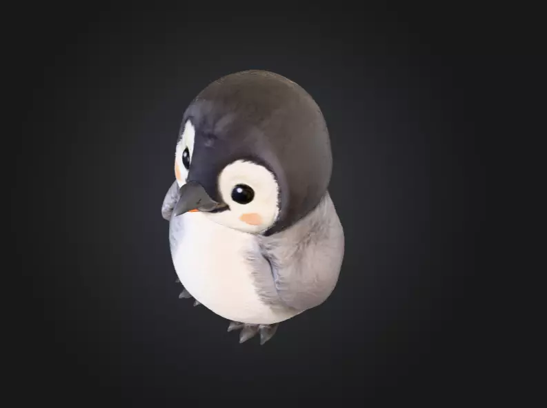 Fluffy Friend Penguin Low-poly 3D model_11