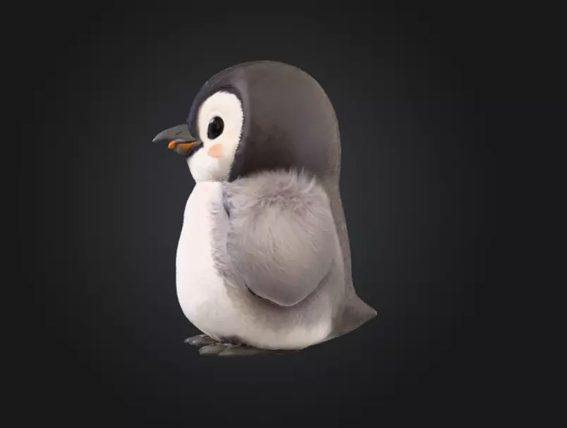 Fluffy Friend Penguin Low-poly 3D model_7