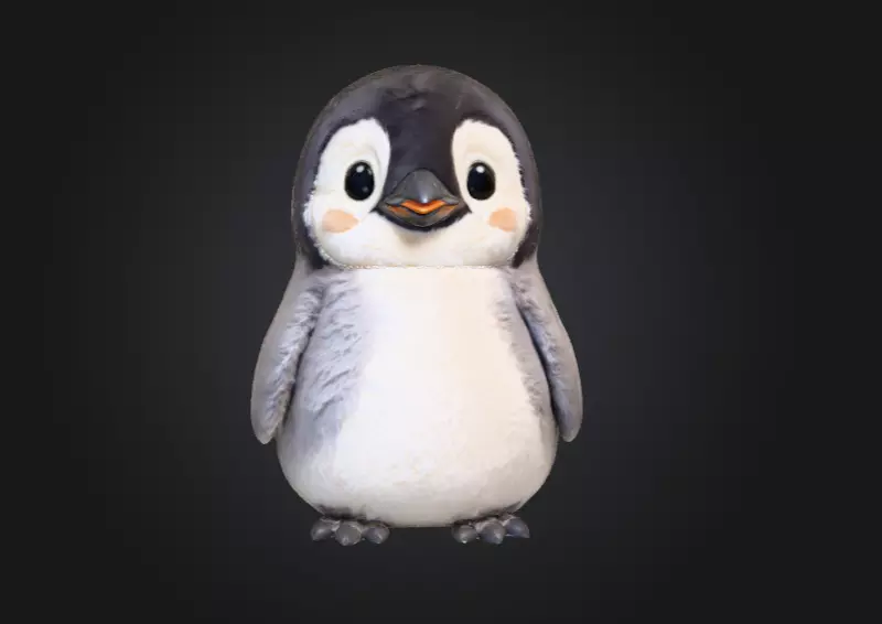 Fluffy Friend Penguin Low-poly 3D model_1