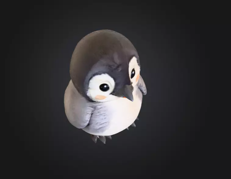 Fluffy Friend Penguin Low-poly 3D model_10