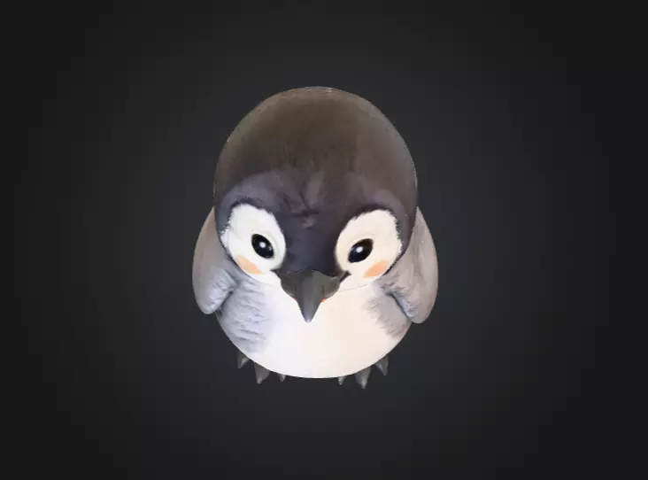 Fluffy Friend Penguin Low-poly 3D model_9