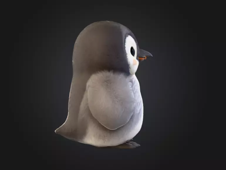 Fluffy Friend Penguin Low-poly 3D model_3