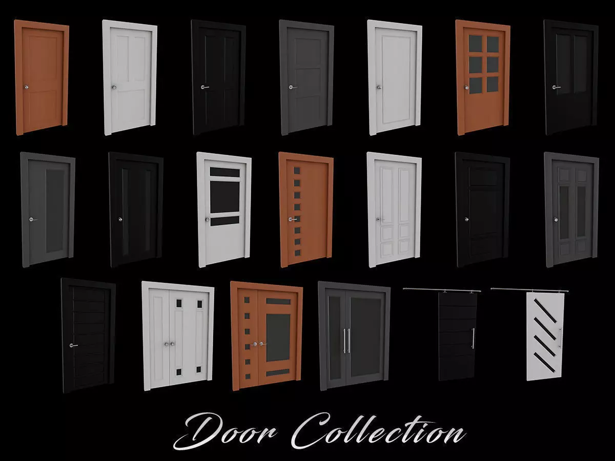 Door Collection - front and back 3D model_0