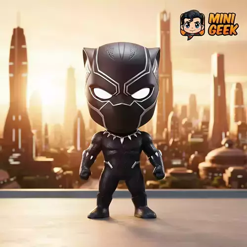 Mini Geek Black Panther Chibi  - Wakanda Forever 3D Model