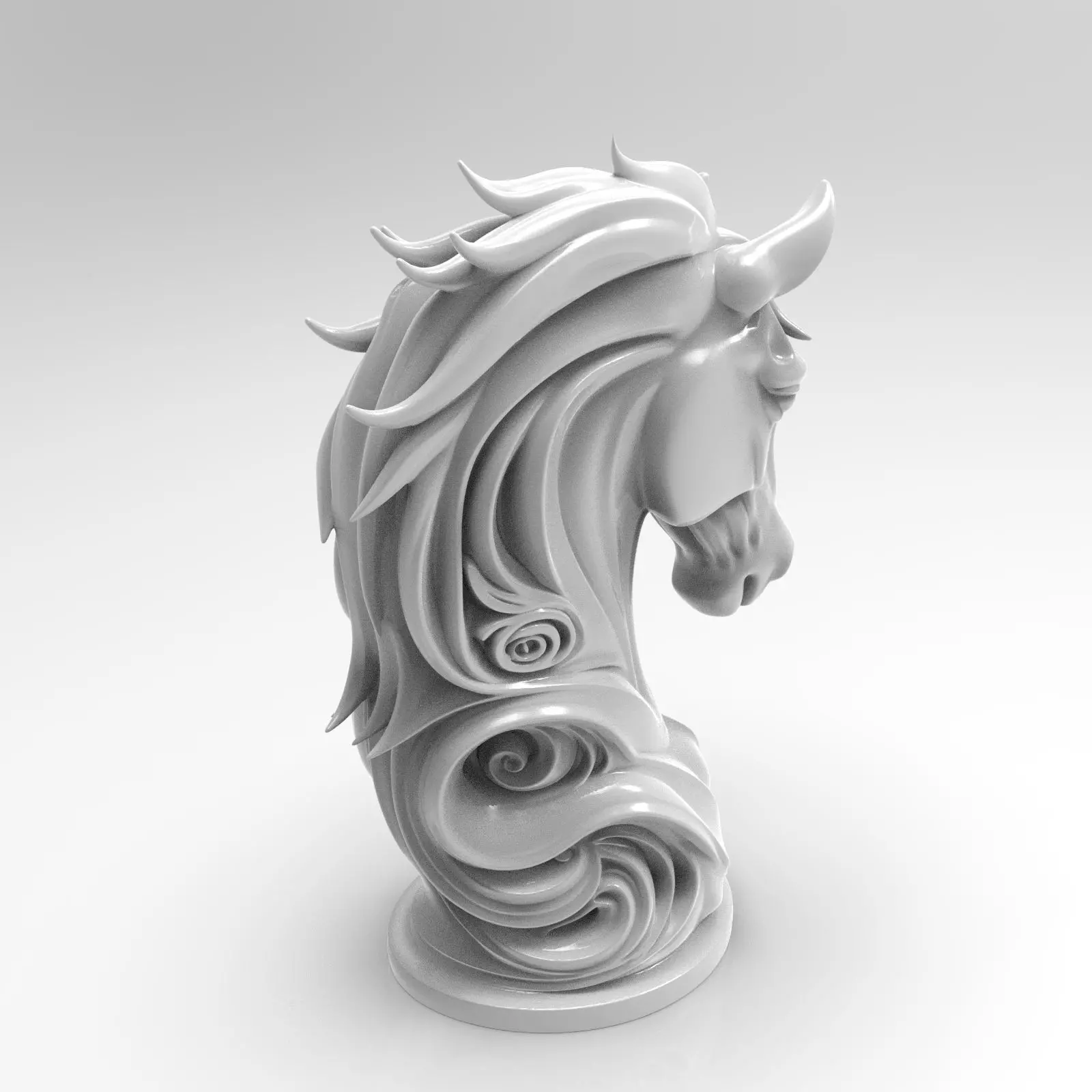 Artistic statue of a horse 3D print model_3