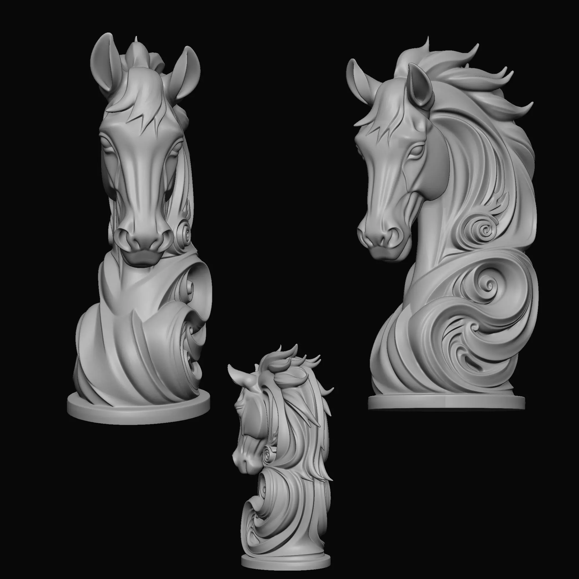 Artistic statue of a horse 3D print model_1