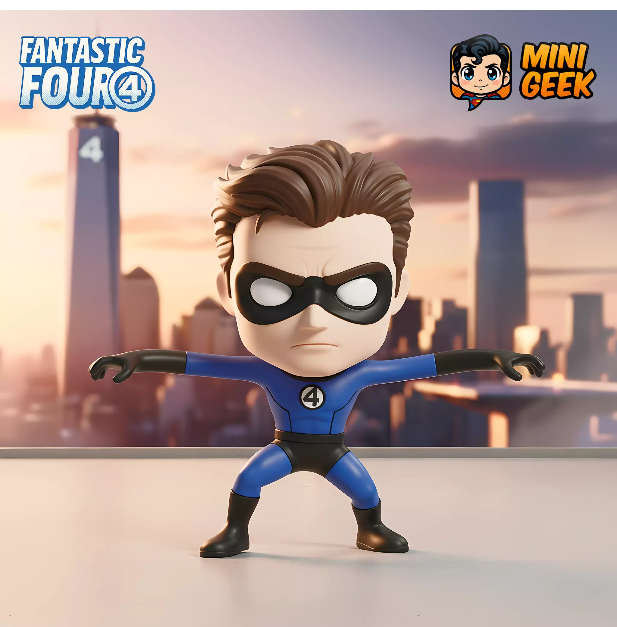 Mini Geek - Mr Fantastic Chibi - Adorably Elastic 3D Model 3D print model