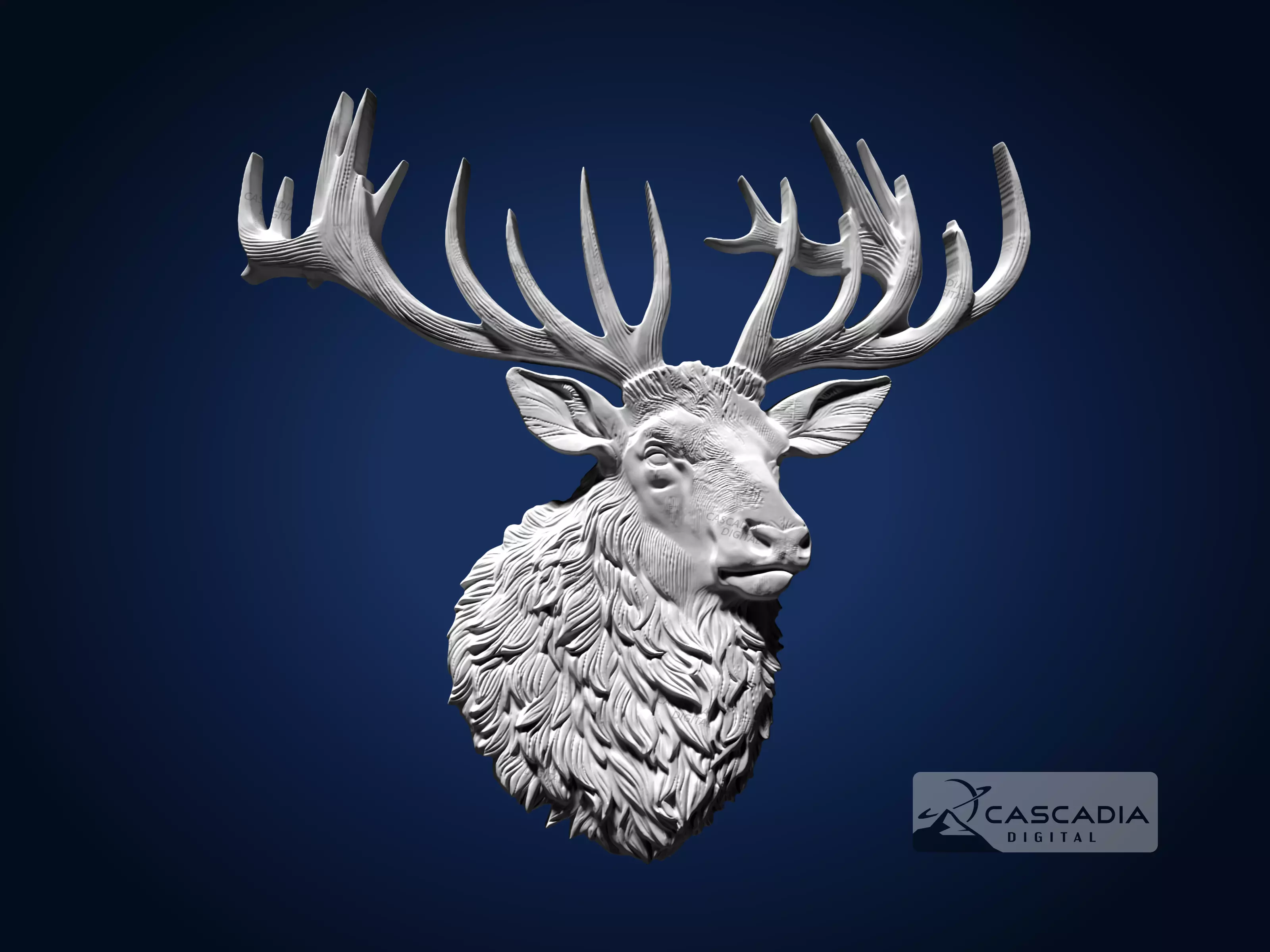 Elk Head - CNC Router Carving Casting deer hunting 3D print model_1