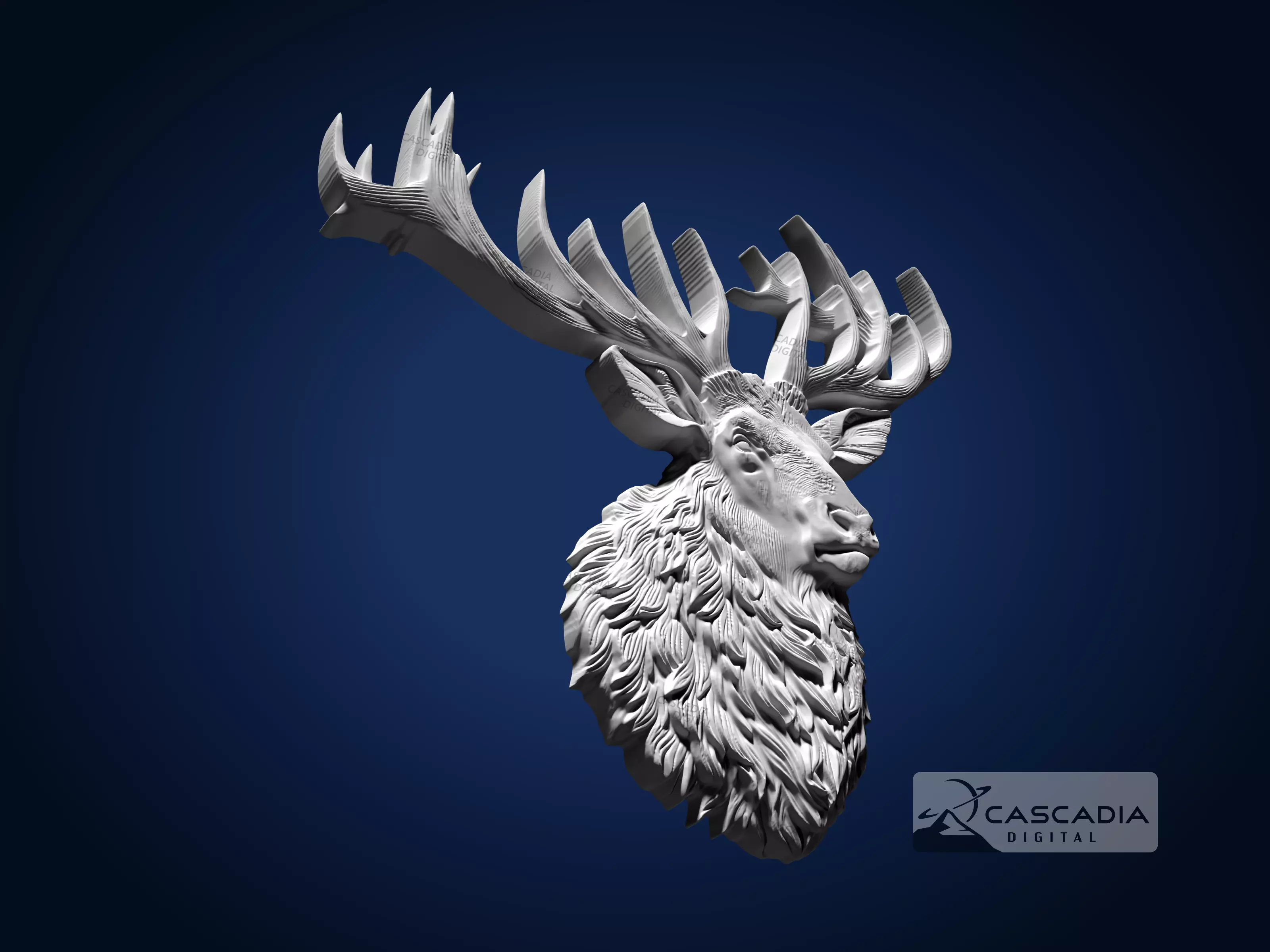 Elk Head - CNC Router Carving Casting deer hunting 3D print model_3