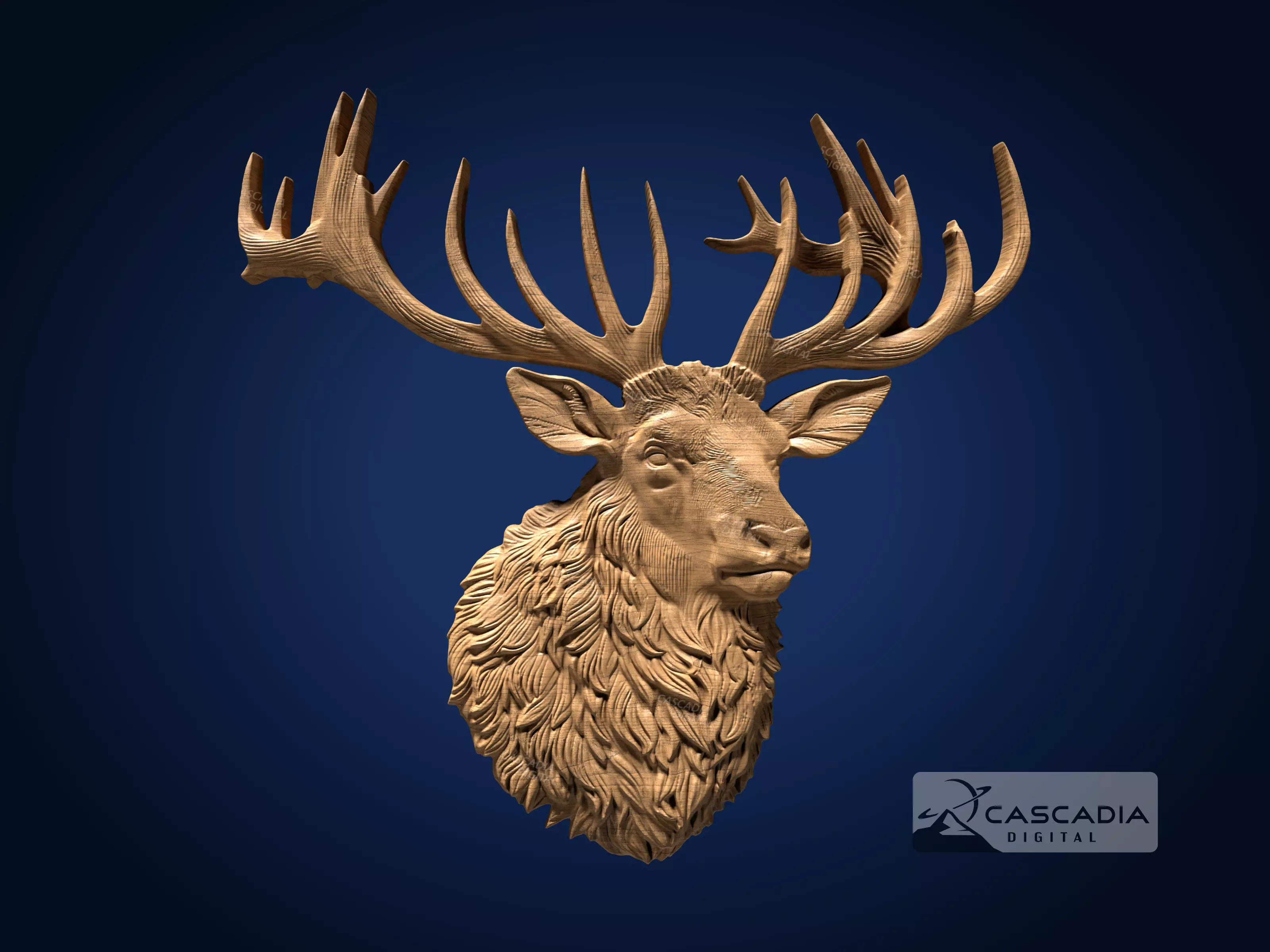 Elk Head - CNC Router Carving Casting deer hunting 3D print model_0