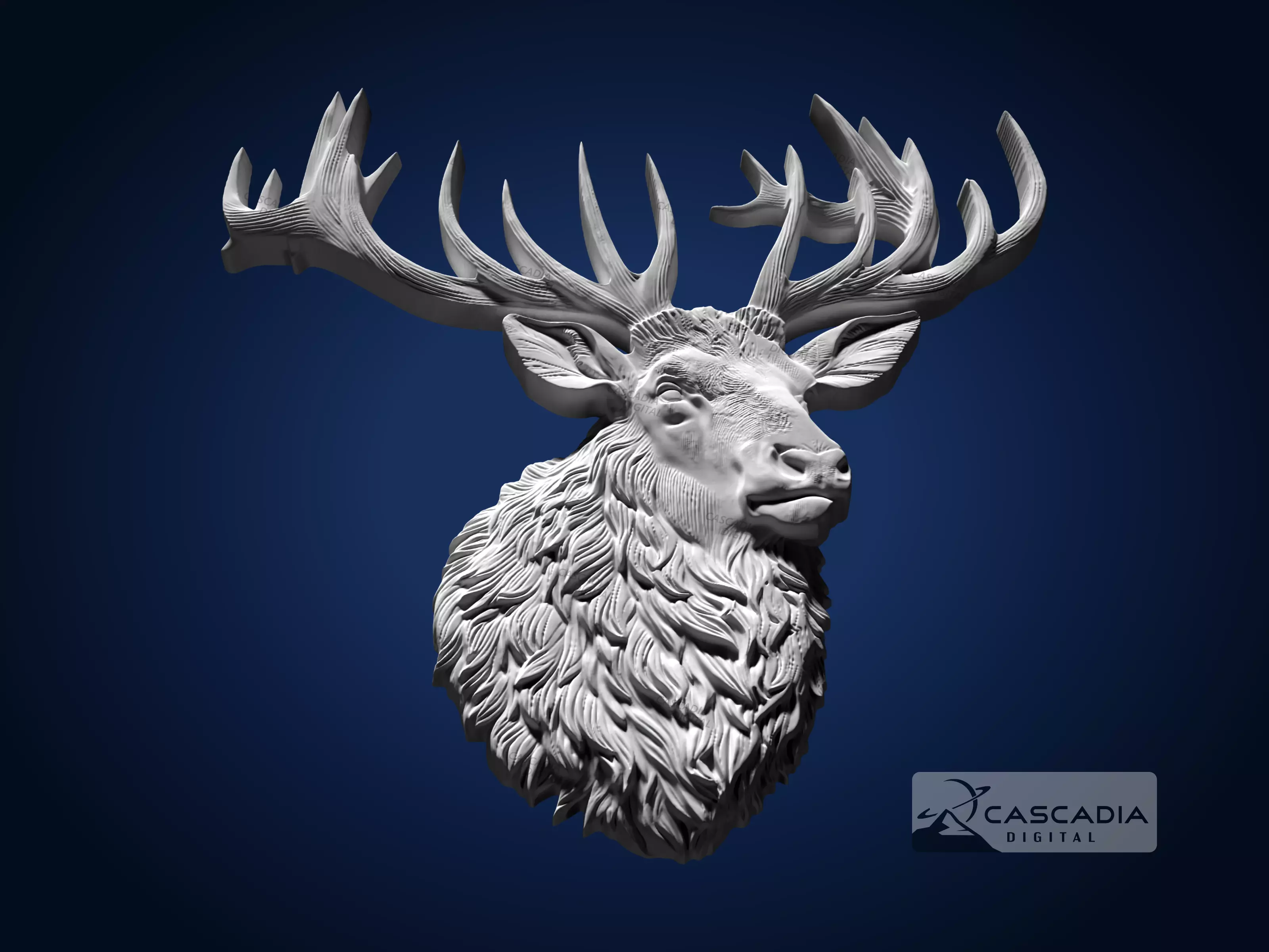 Elk Head - CNC Router Carving Casting deer hunting 3D print model_2