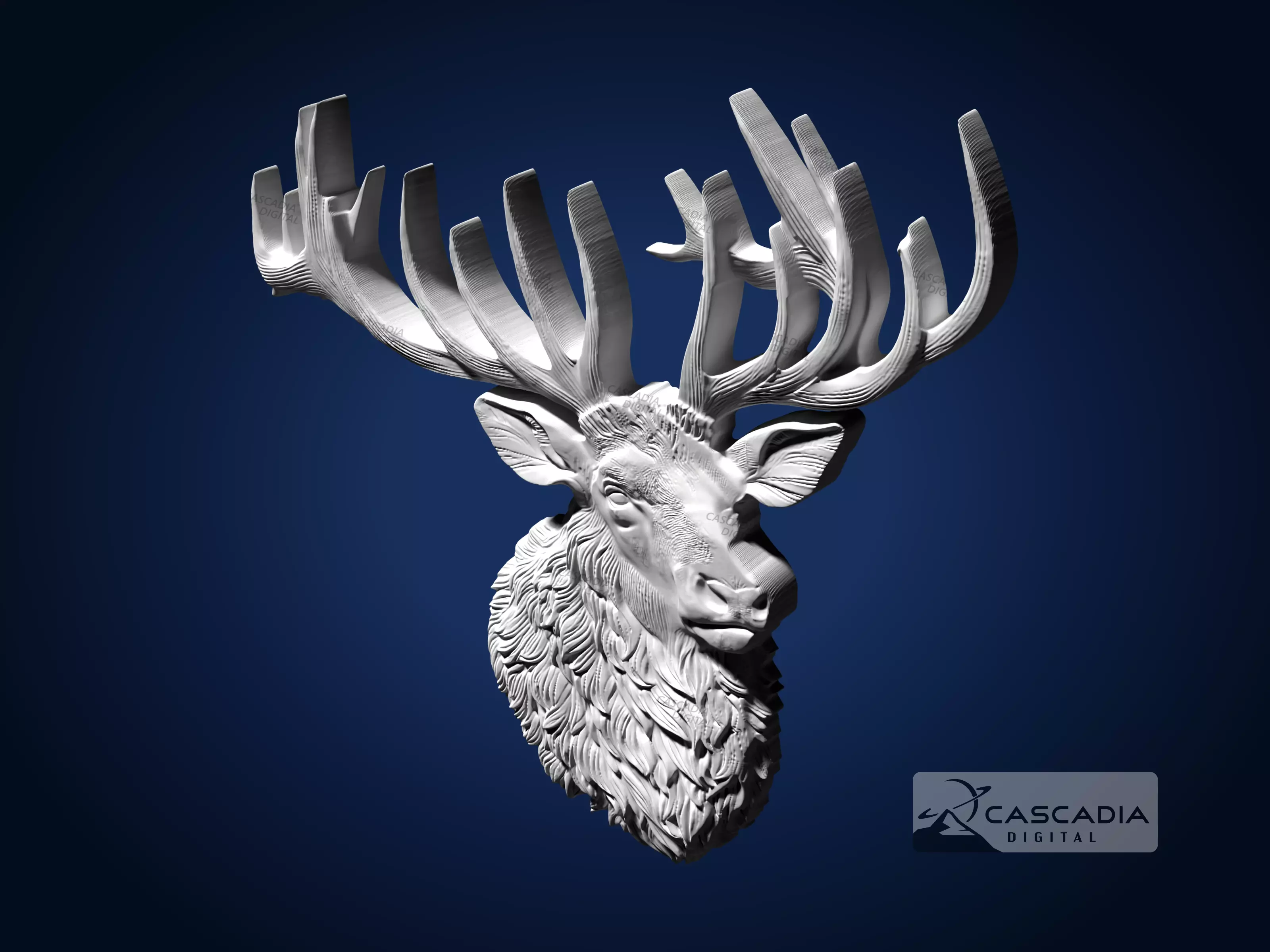 Elk Head - CNC Router Carving Casting deer hunting 3D print model_4