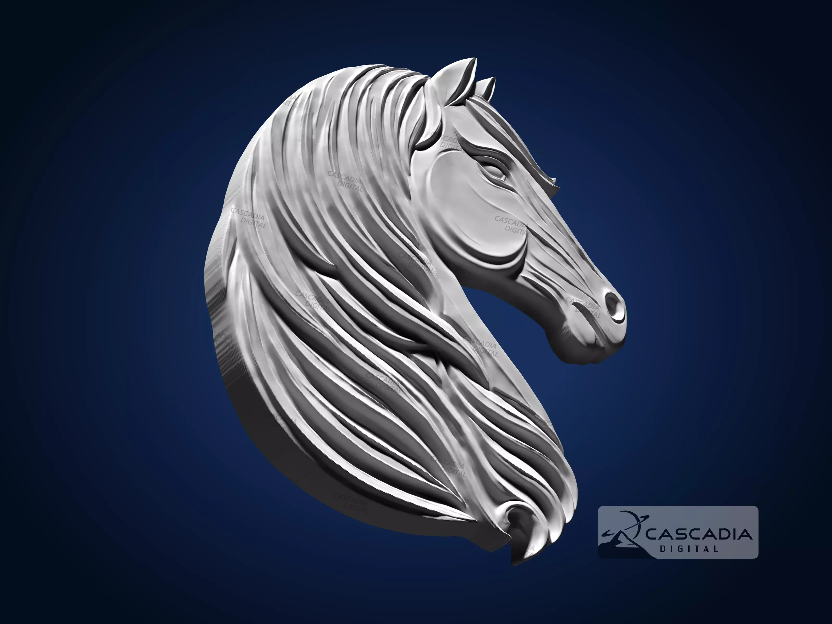 Horse Head - CNC Router Carving Casting Farm animal 3D print model_3