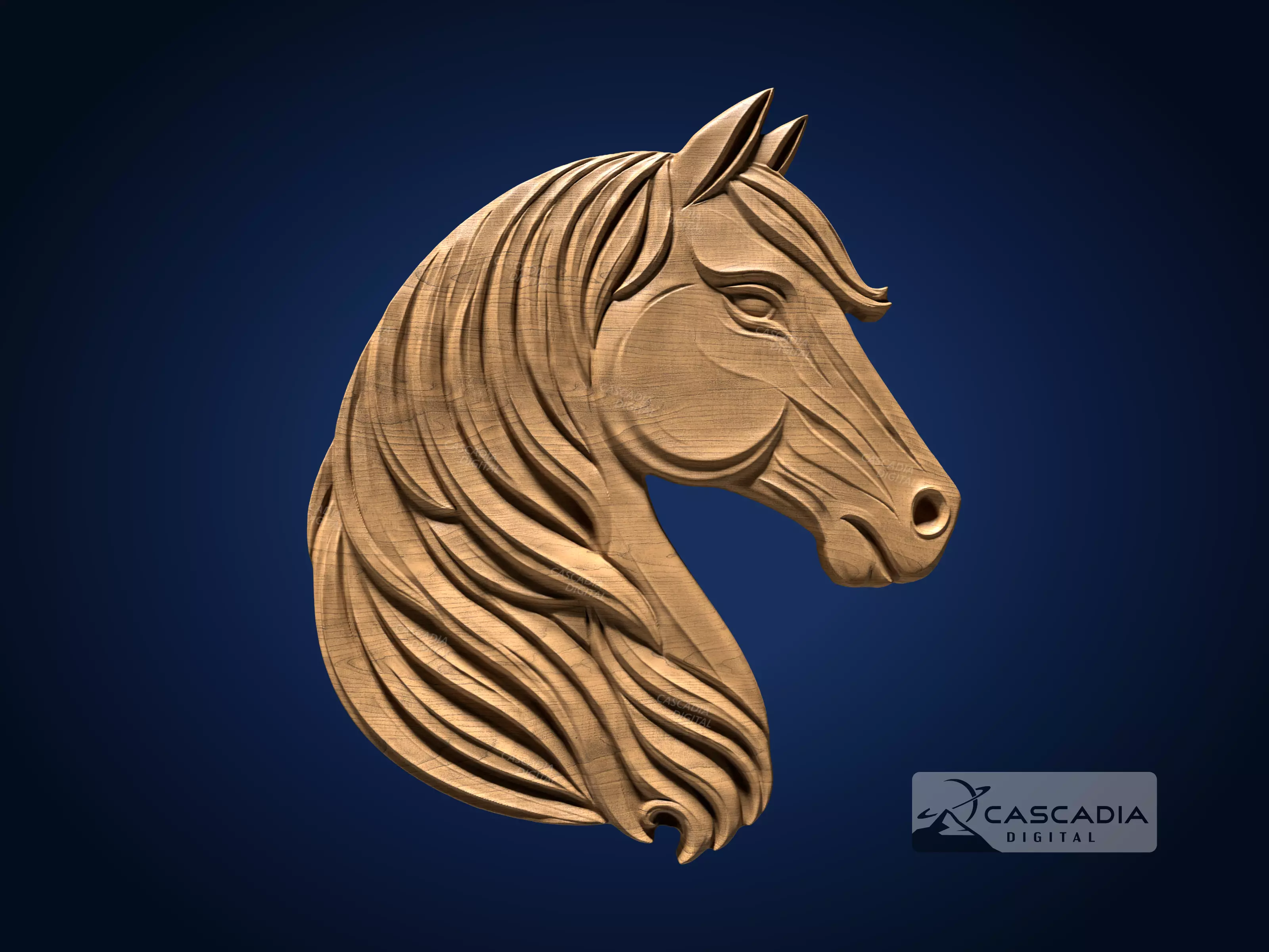 Horse Head - CNC Router Carving Casting Farm animal 3D print model_0