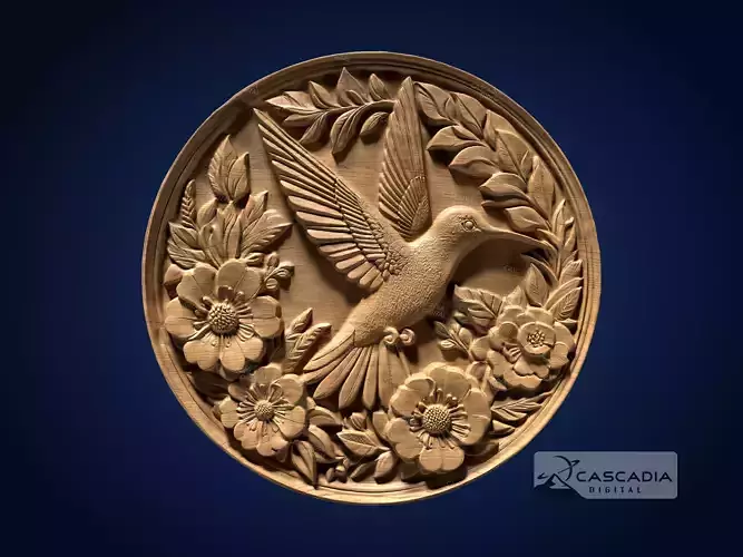 Hummingbird Round - CNC Router Carving Casting nature