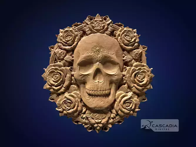 Skull Round - CNC Router Carving Casting gothic coin