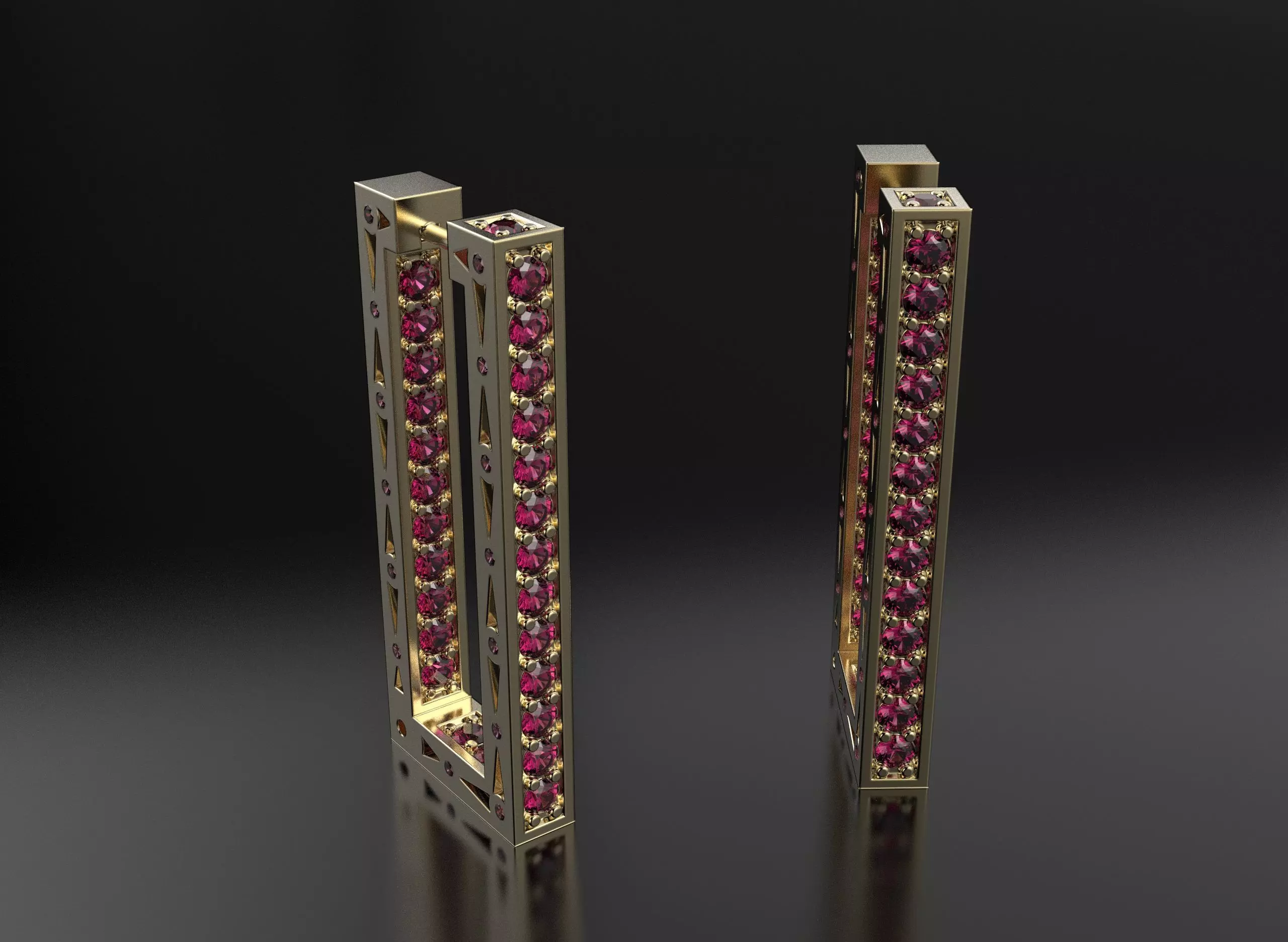 Diamond earrings 3D print model_4
