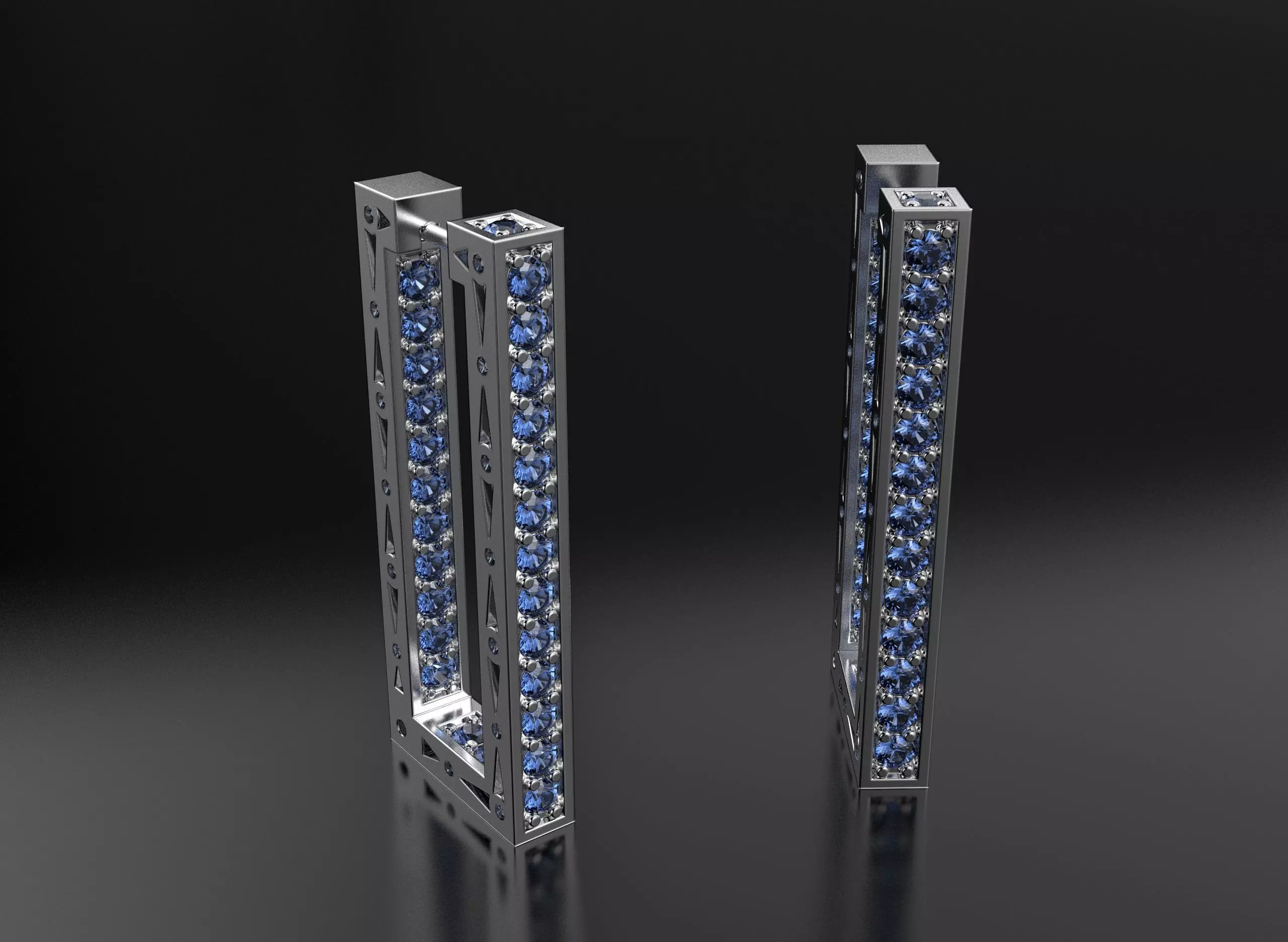 Diamond earrings 3D print model_2