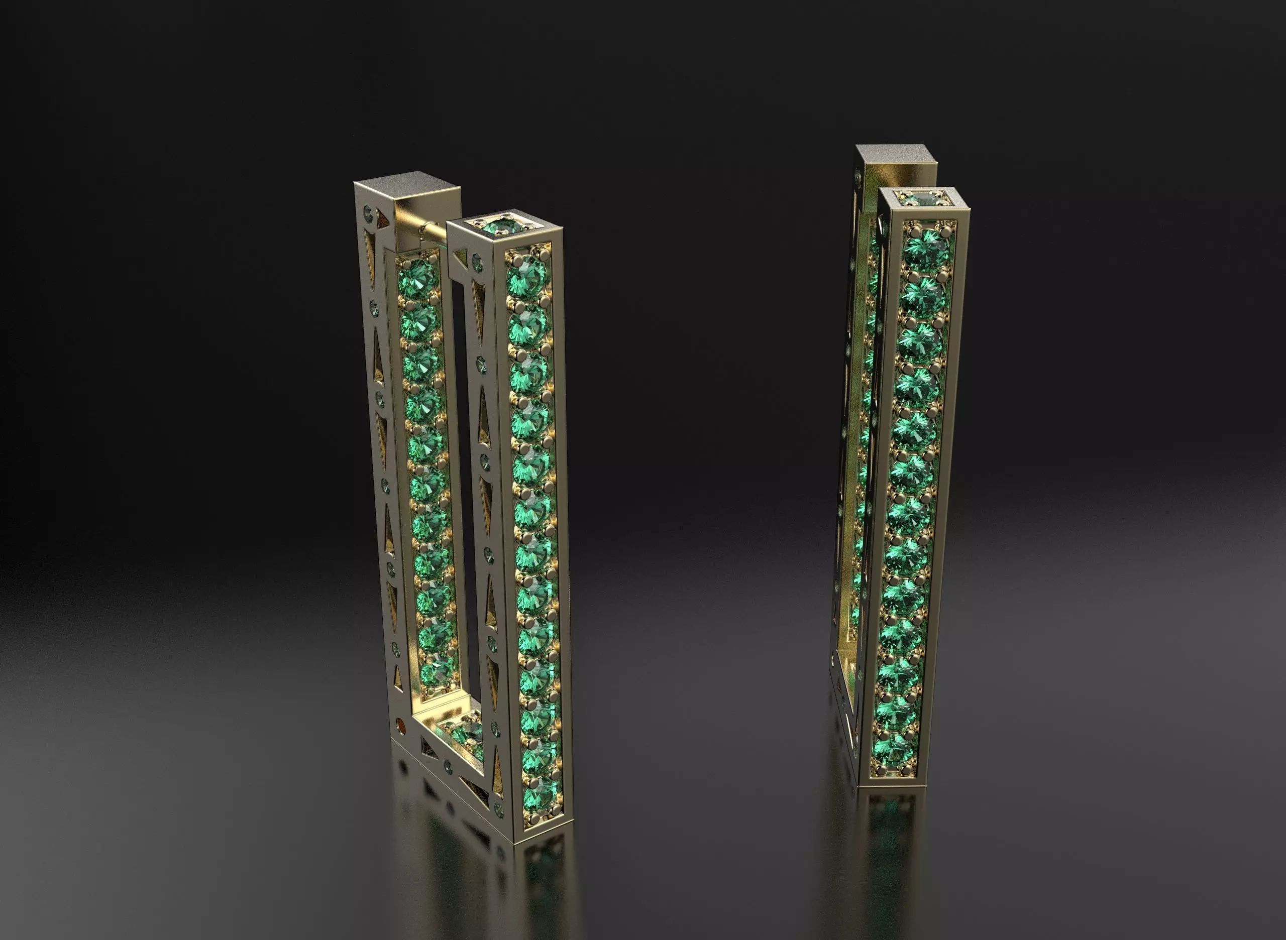 Diamond earrings 3D print model_1