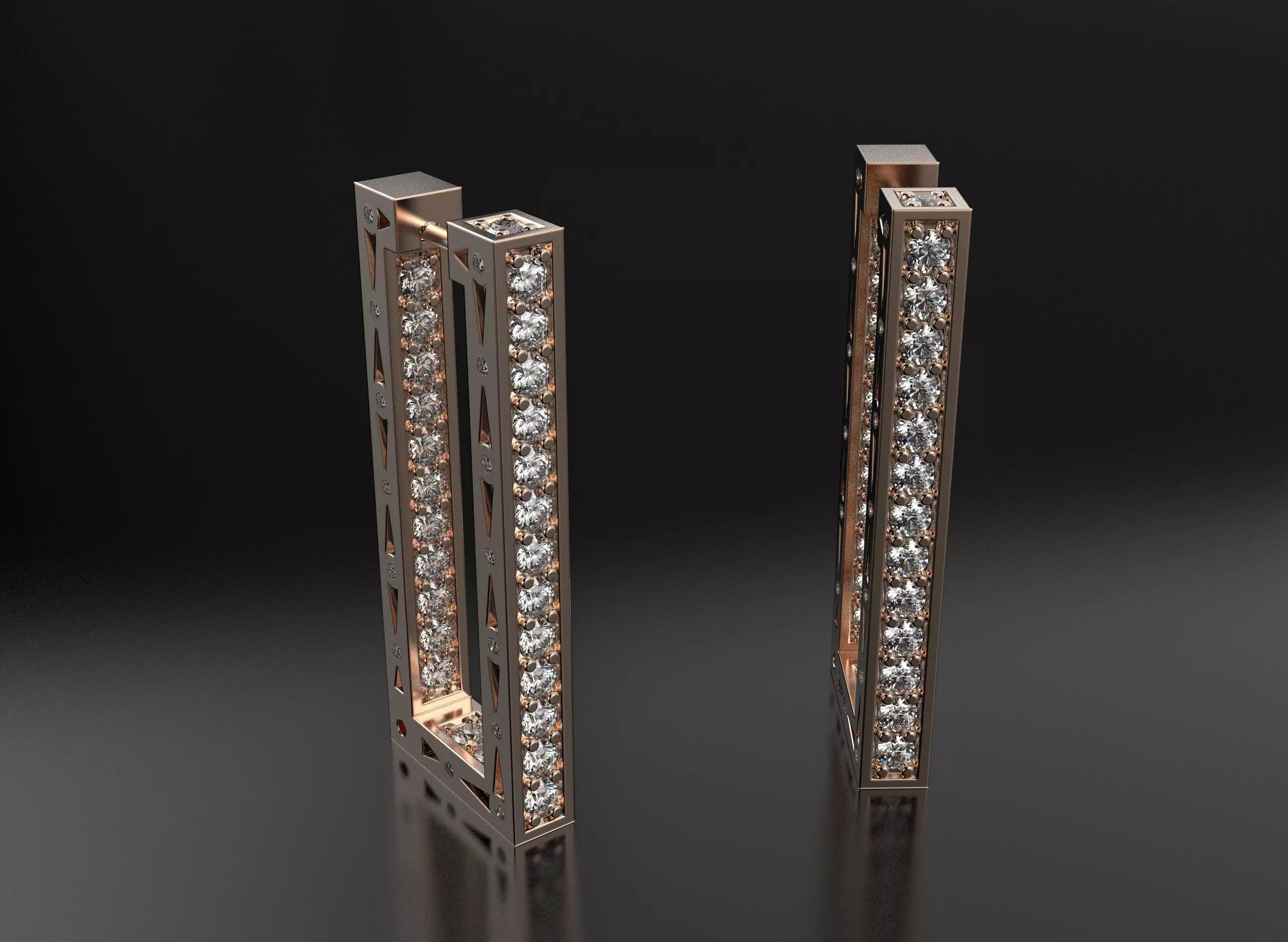 Diamond earrings 3D print model_3