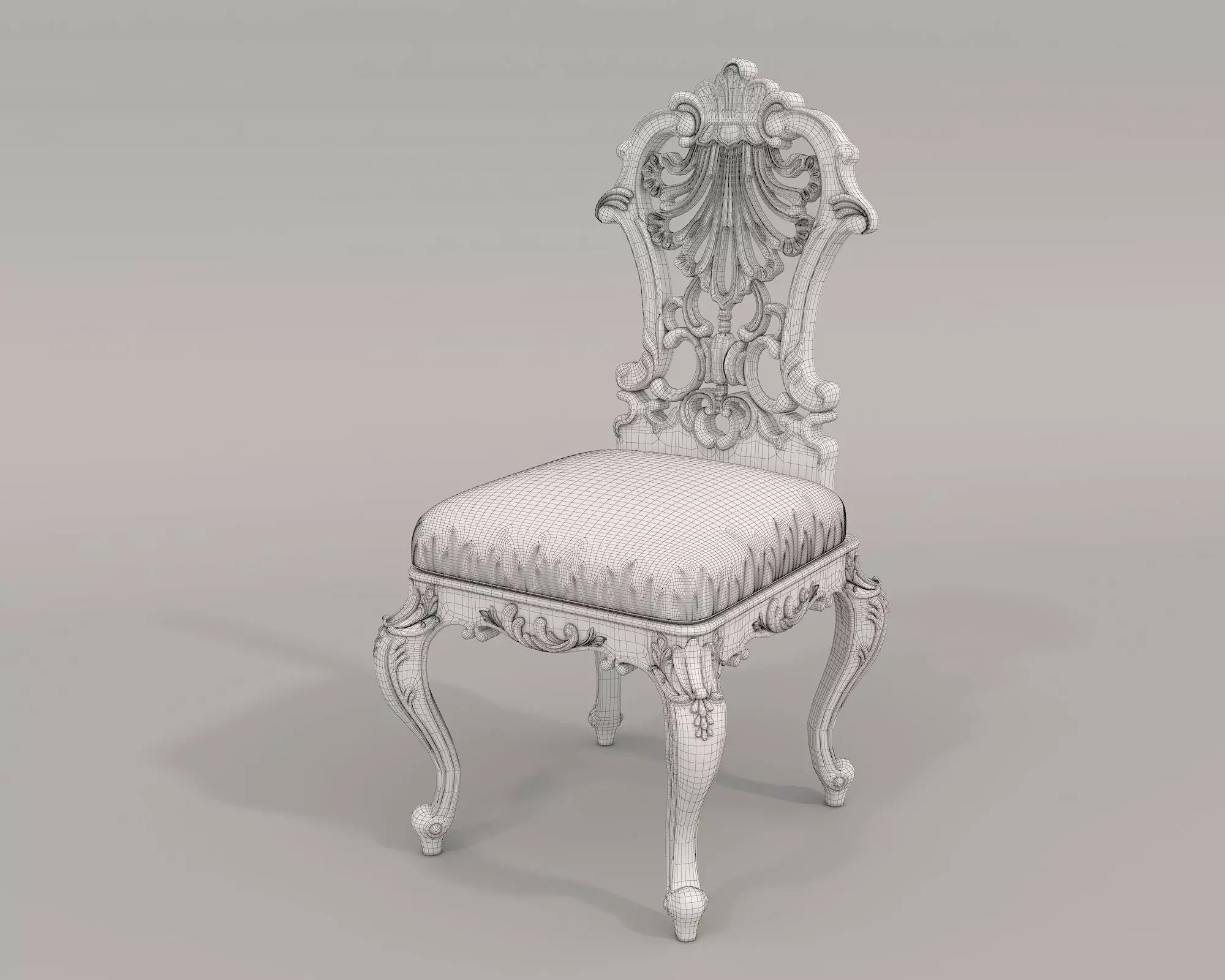 Classic European style Dining Table and Chairs 32 3D model_9