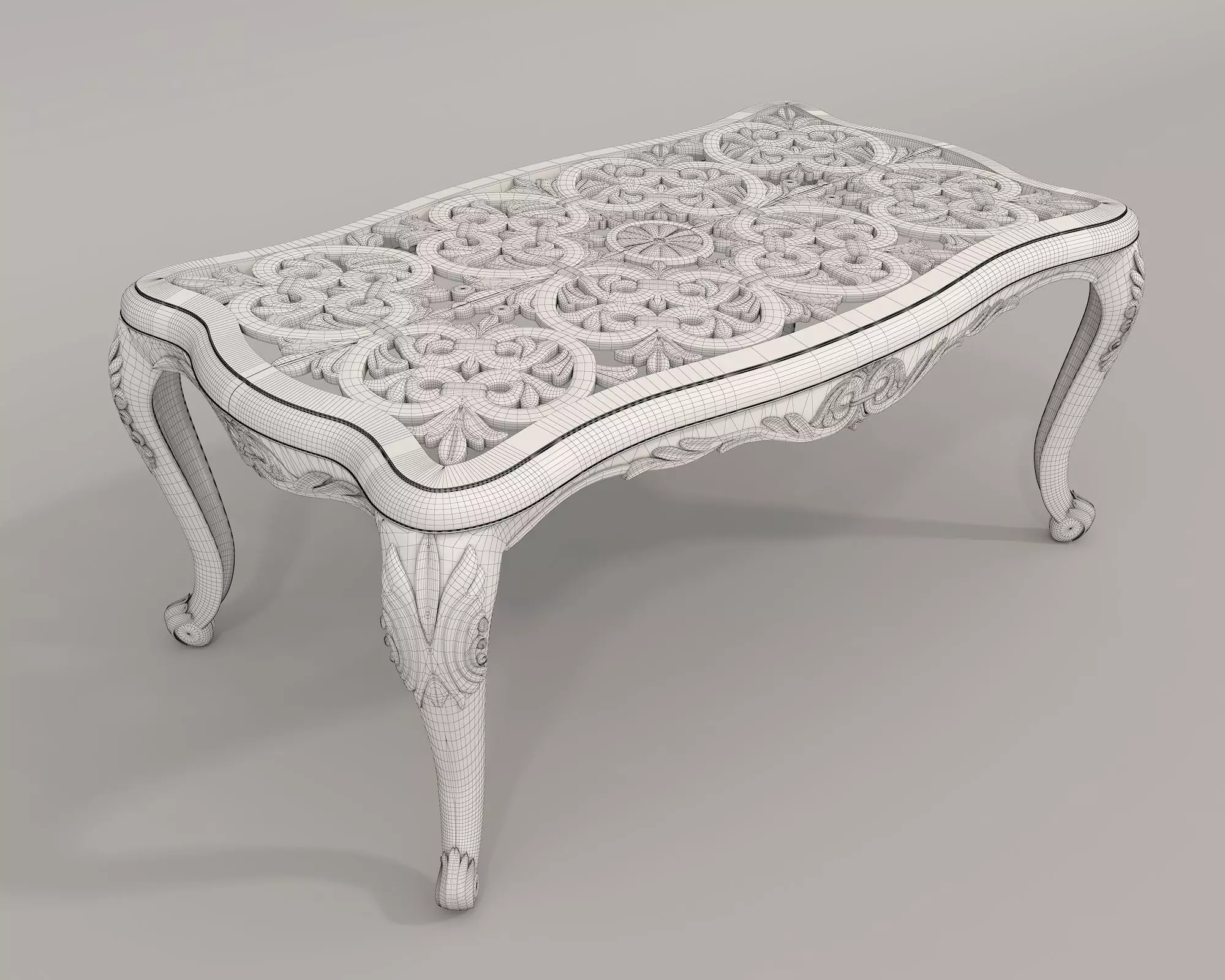 Classic European style Dining Table and Chairs 32 3D model_10