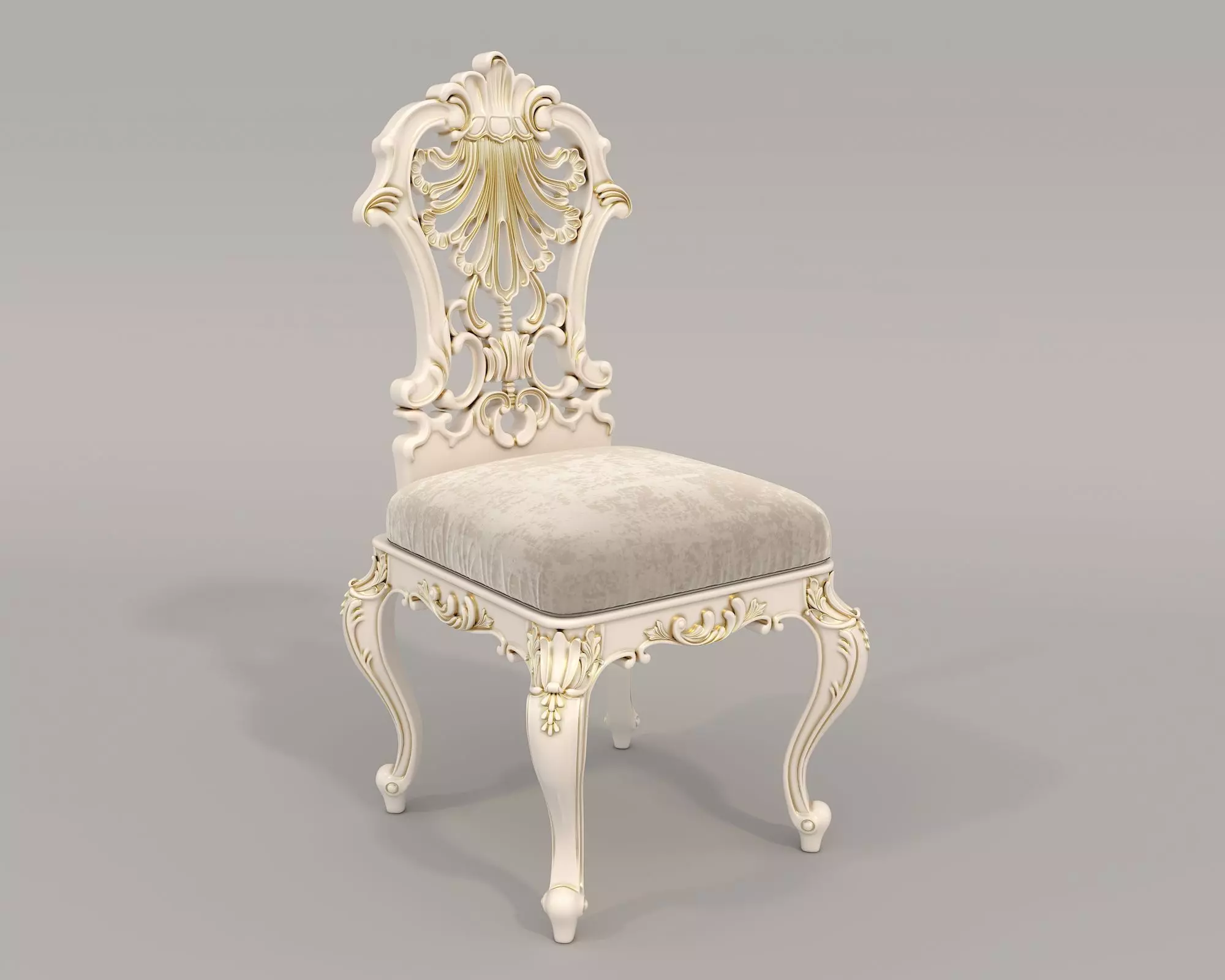 Classic European style Dining Table and Chairs 32 3D model_6