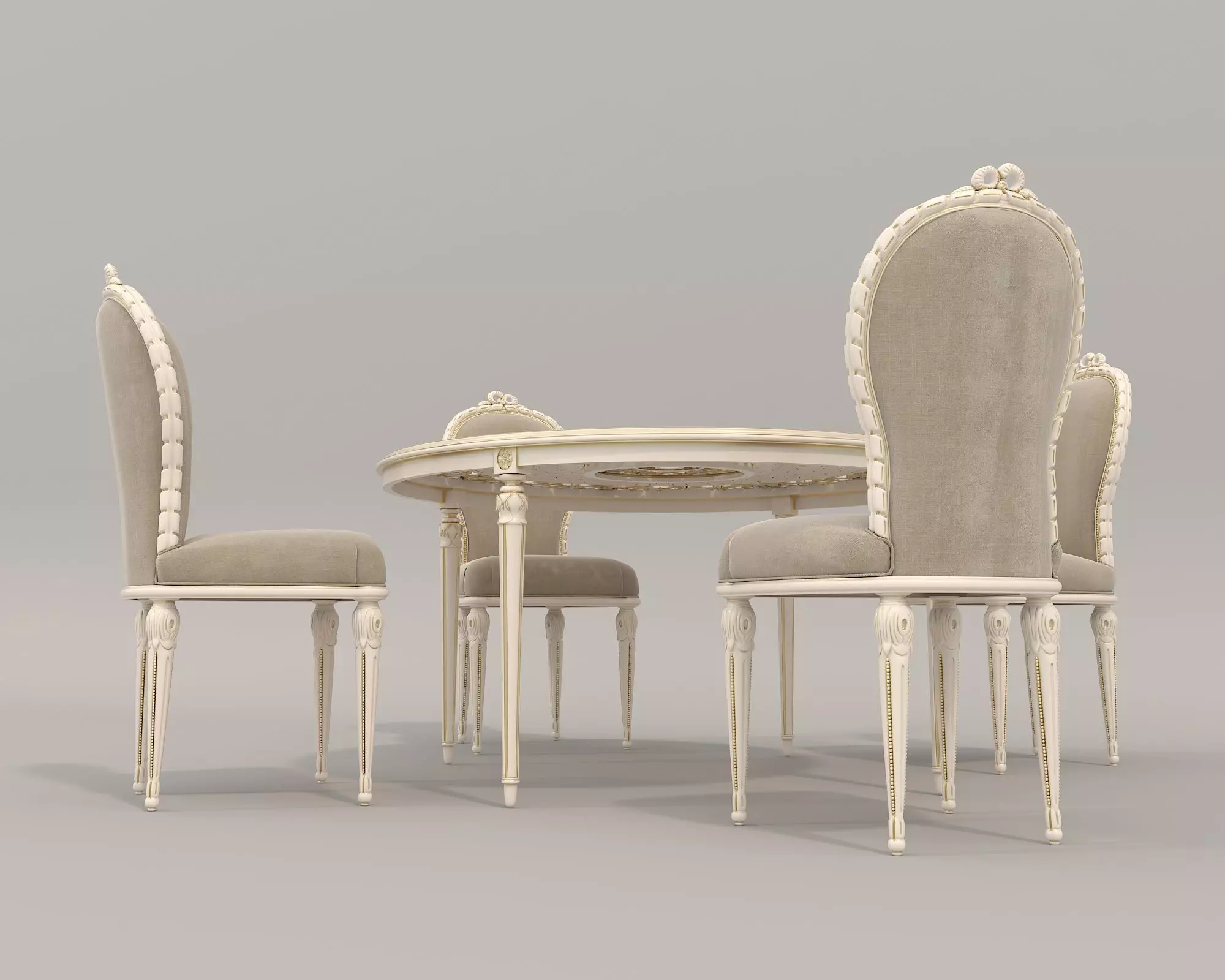 Classic European style Dining Table and Chairs 33 3D model_3