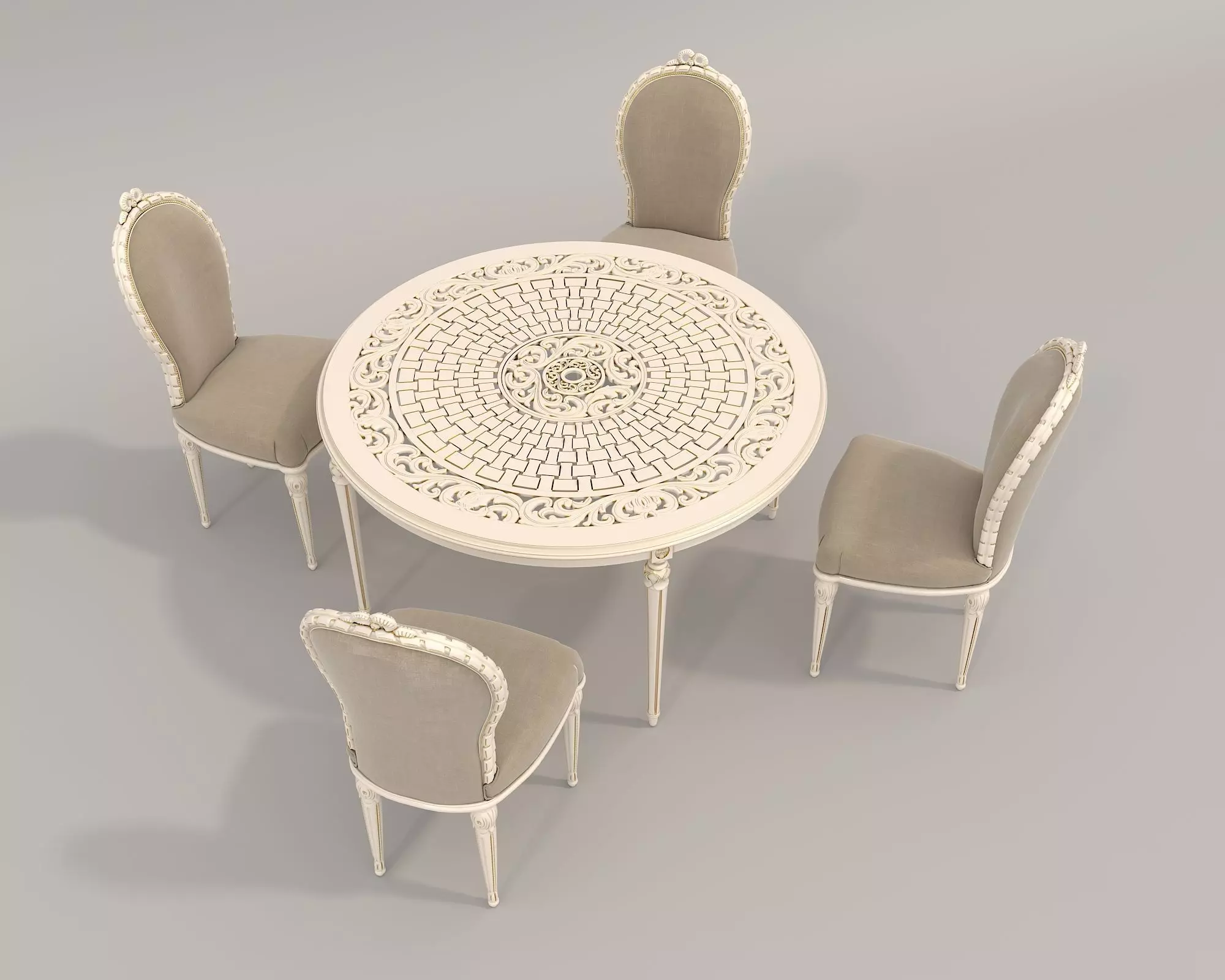 Classic European style Dining Table and Chairs 33 3D model_1