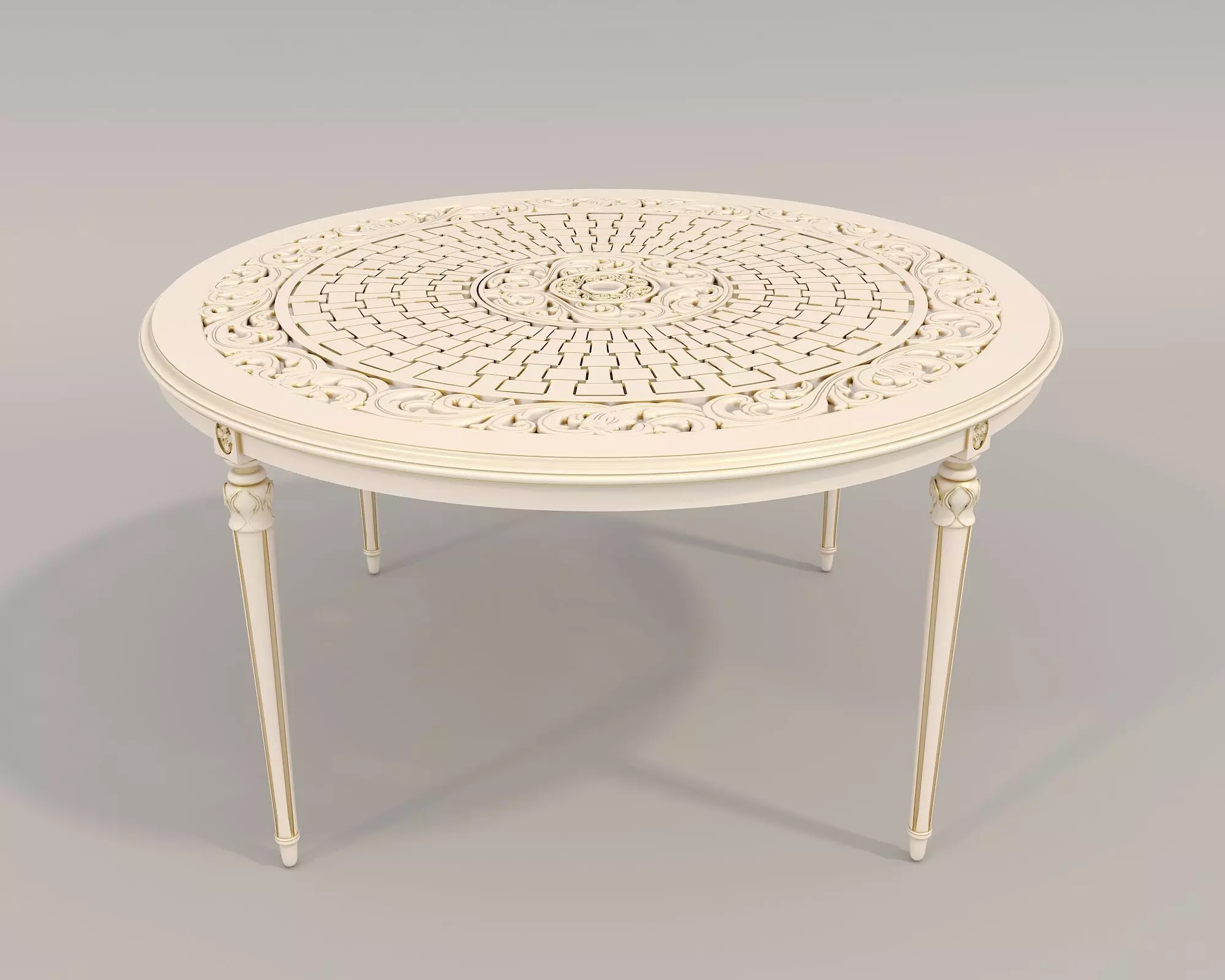 Classic European style Dining Table and Chairs 33 3D model_7