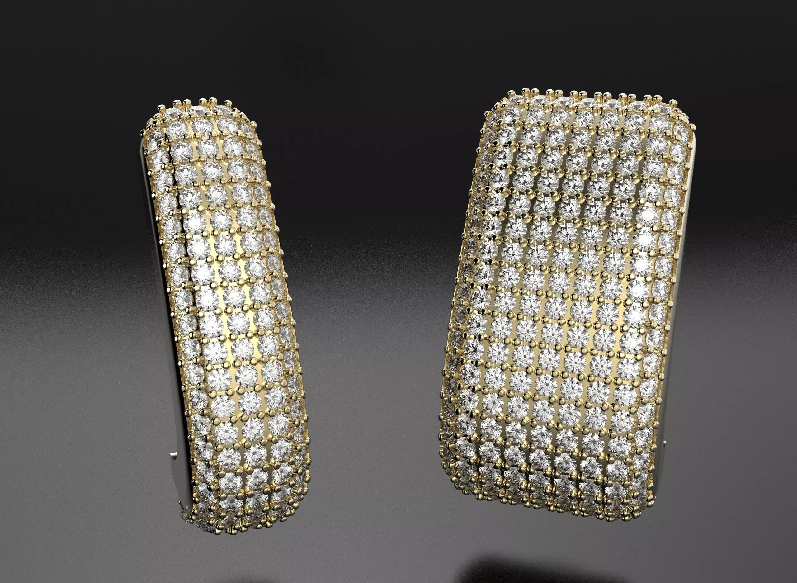 Earrings with many diamonds 3D print model