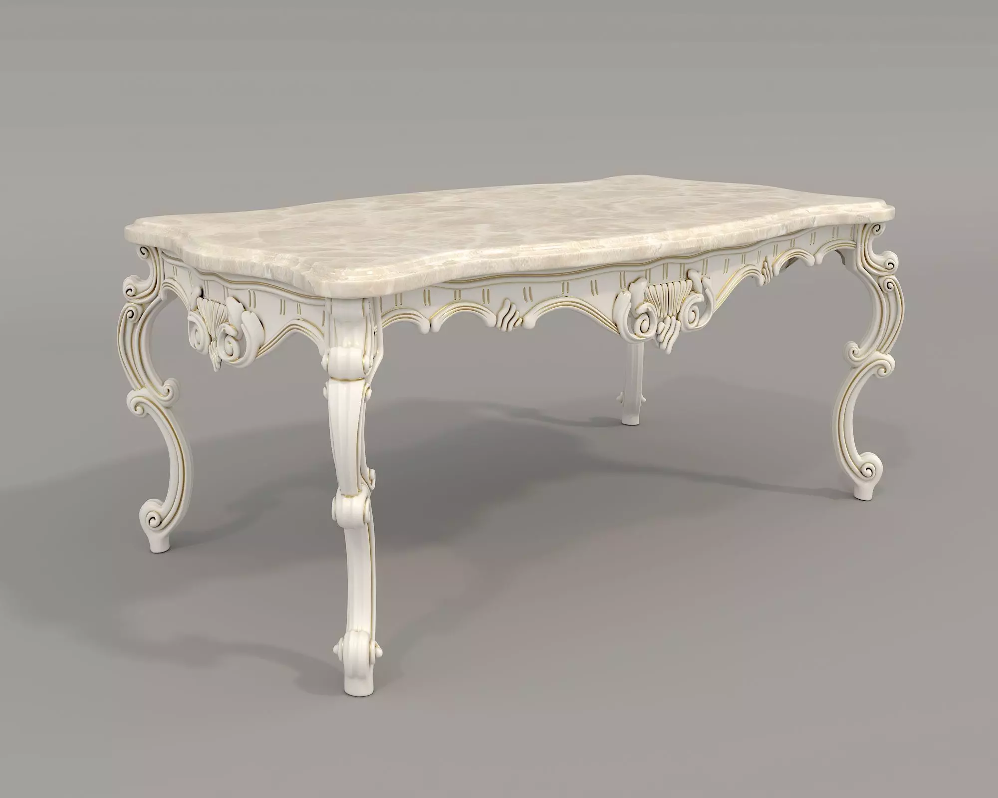 Classic European style Dining Table and Chairs 35 3D model_5