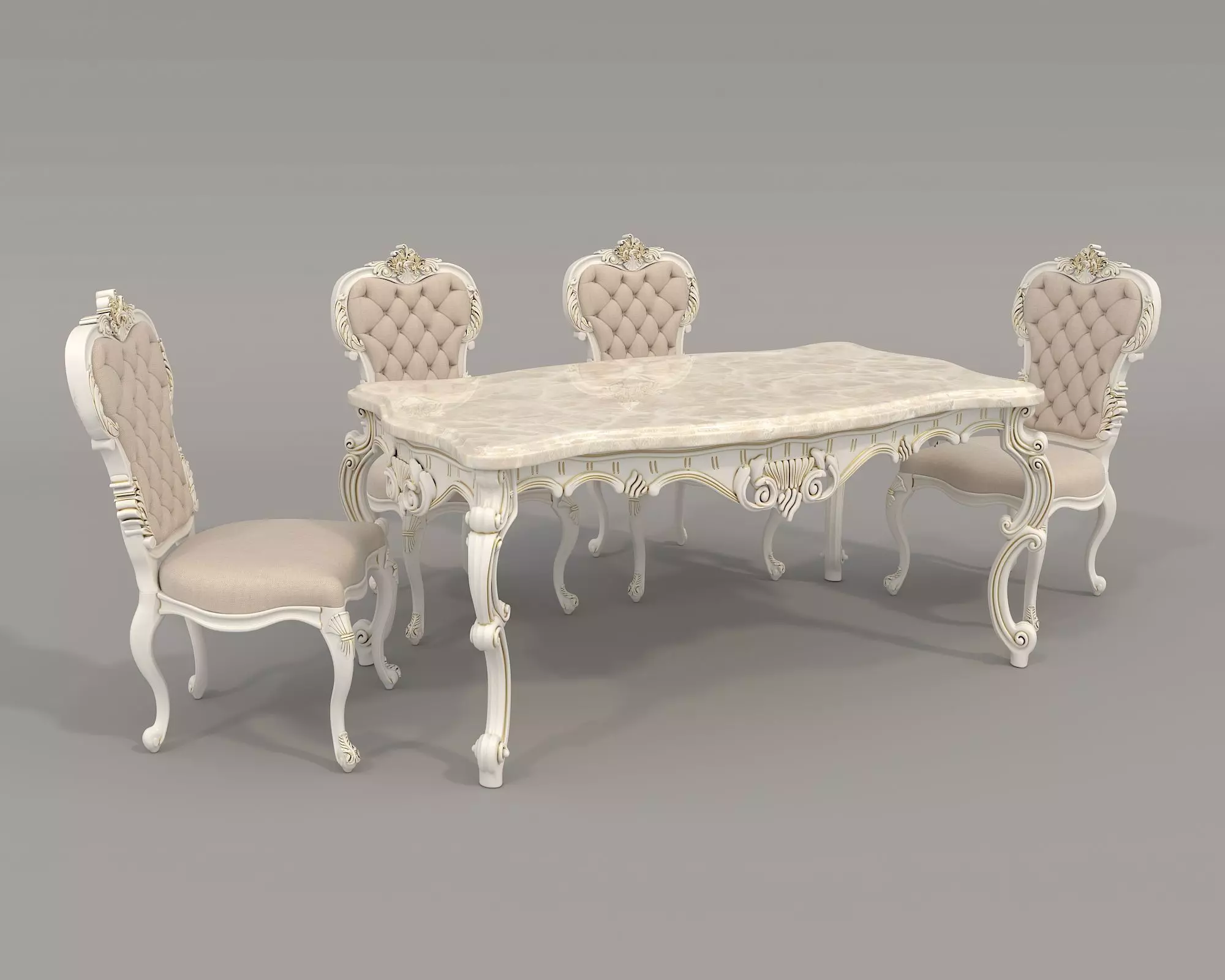 Classic European style Dining Table and Chairs 35 3D model_0