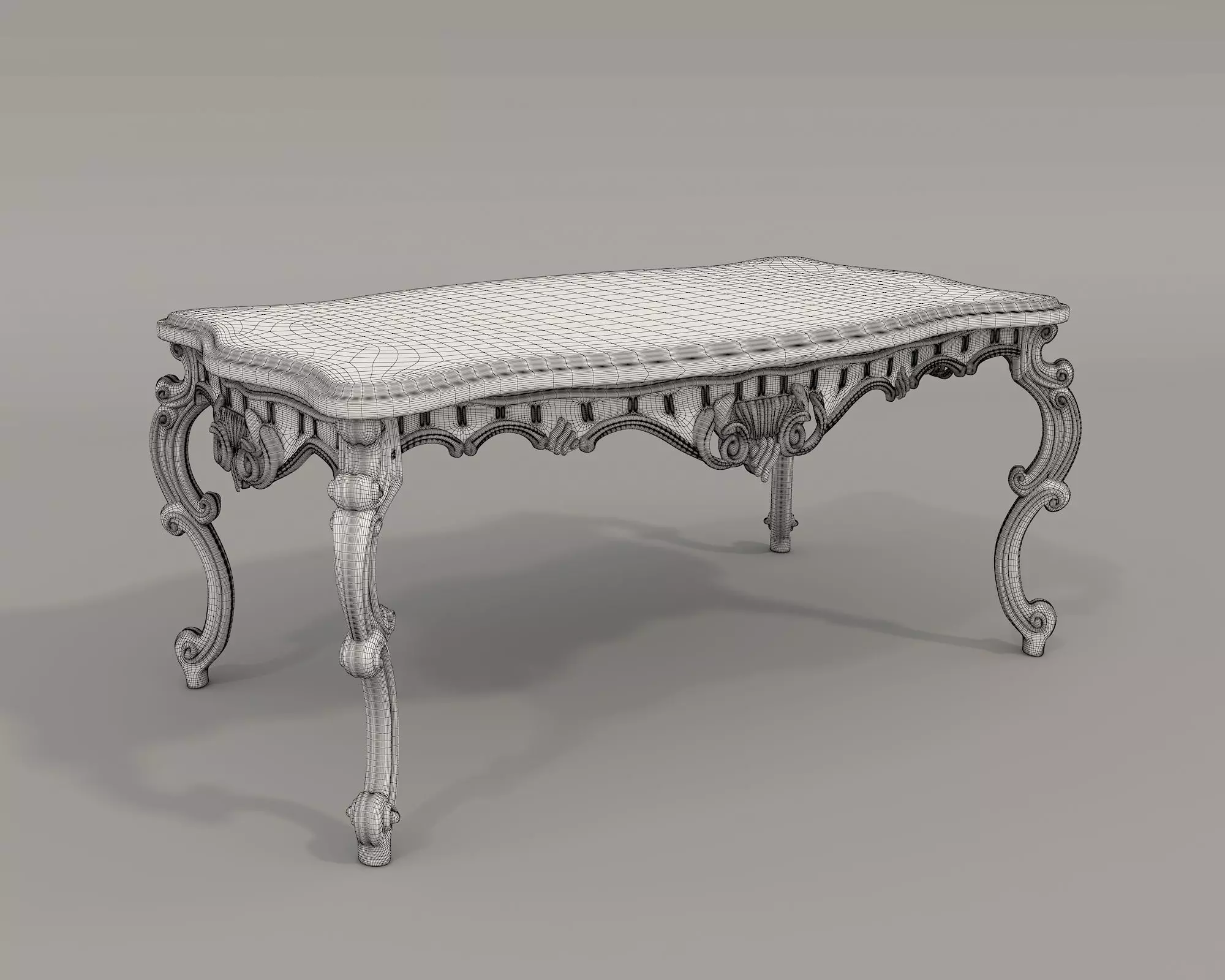 Classic European style Dining Table and Chairs 35 3D model_10