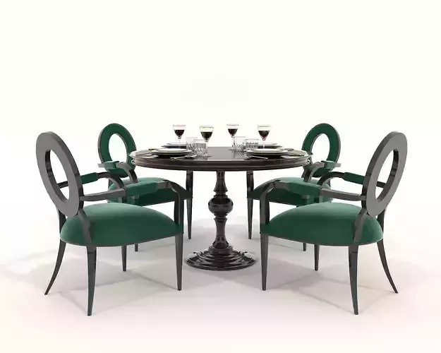 Indochina style Dining Table and Chairs 2