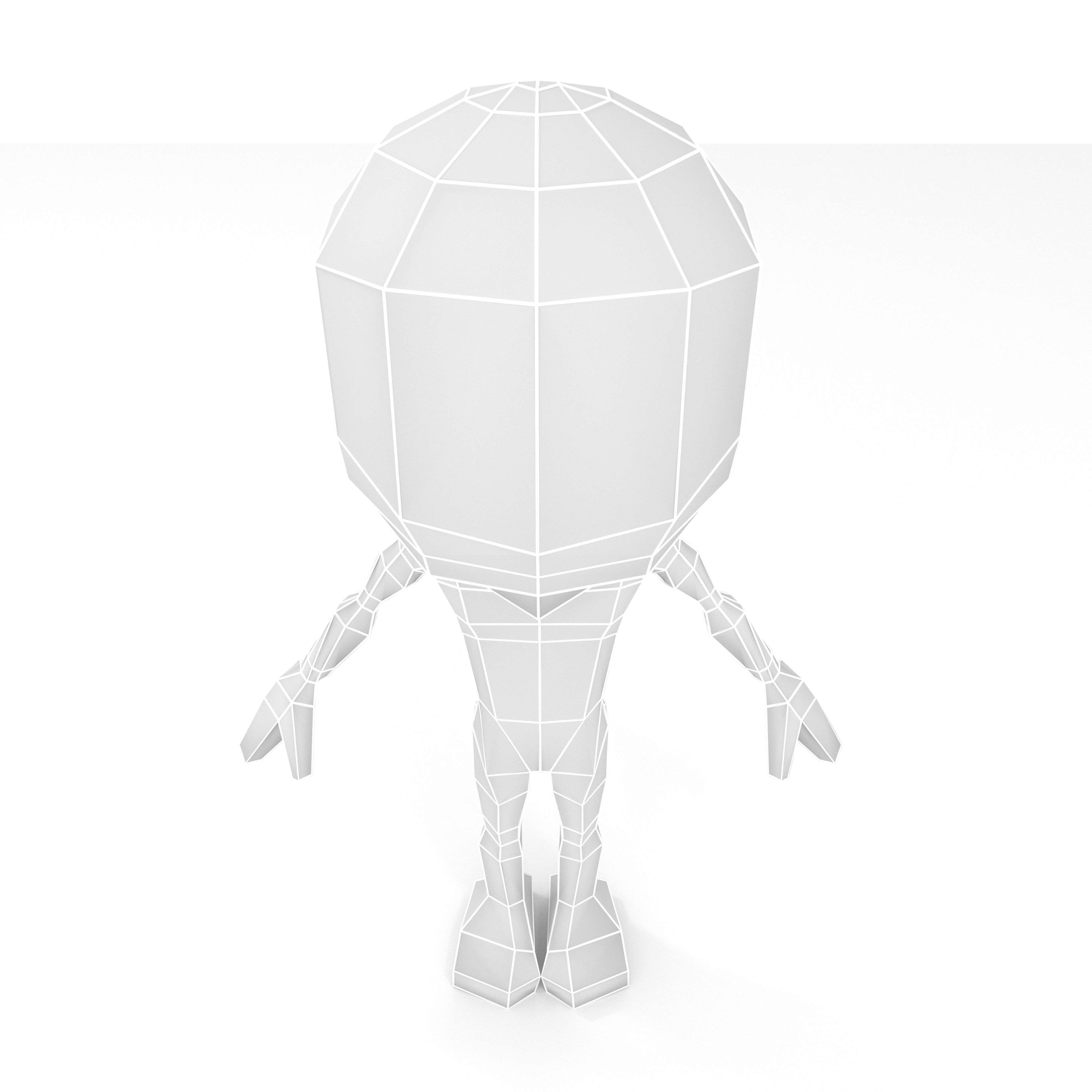 Male cartoon low-poly character base mesh Low-poly 3D model_2