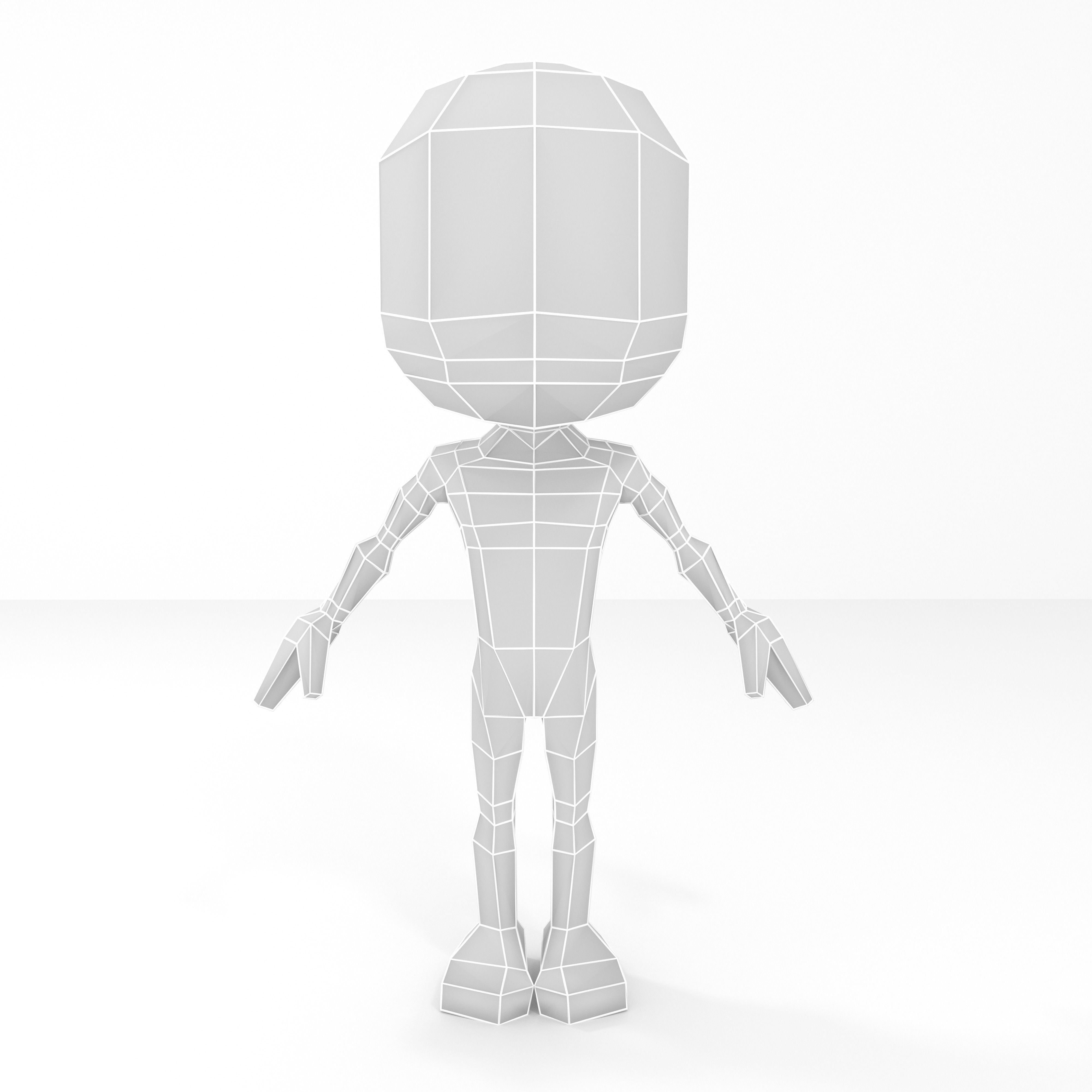 Male cartoon low-poly character base mesh Low-poly 3D model_1
