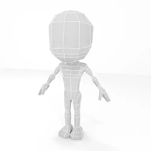 Male cartoon low-poly character base mesh Low-poly 3D model