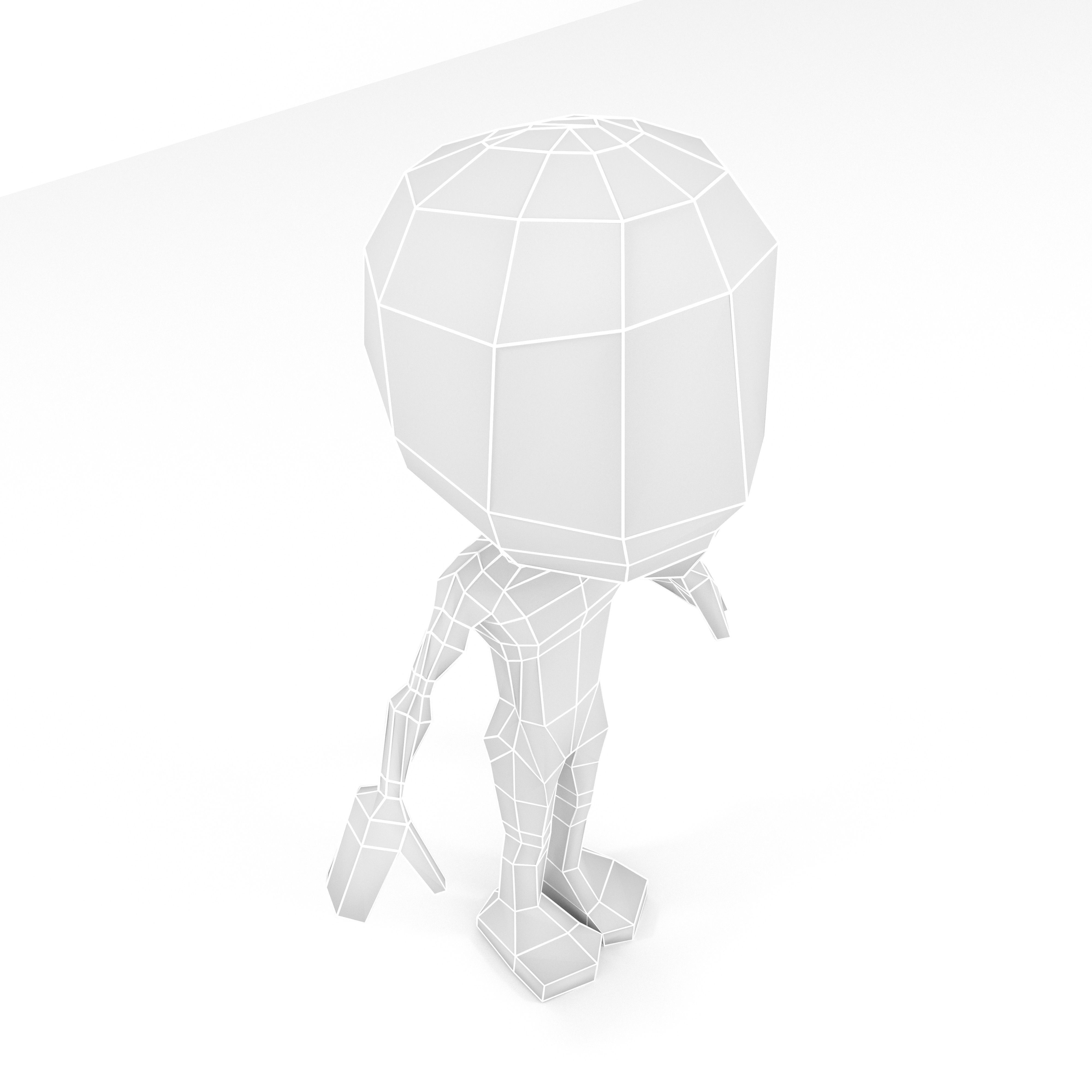 Male cartoon low-poly character base mesh Low-poly 3D model_6