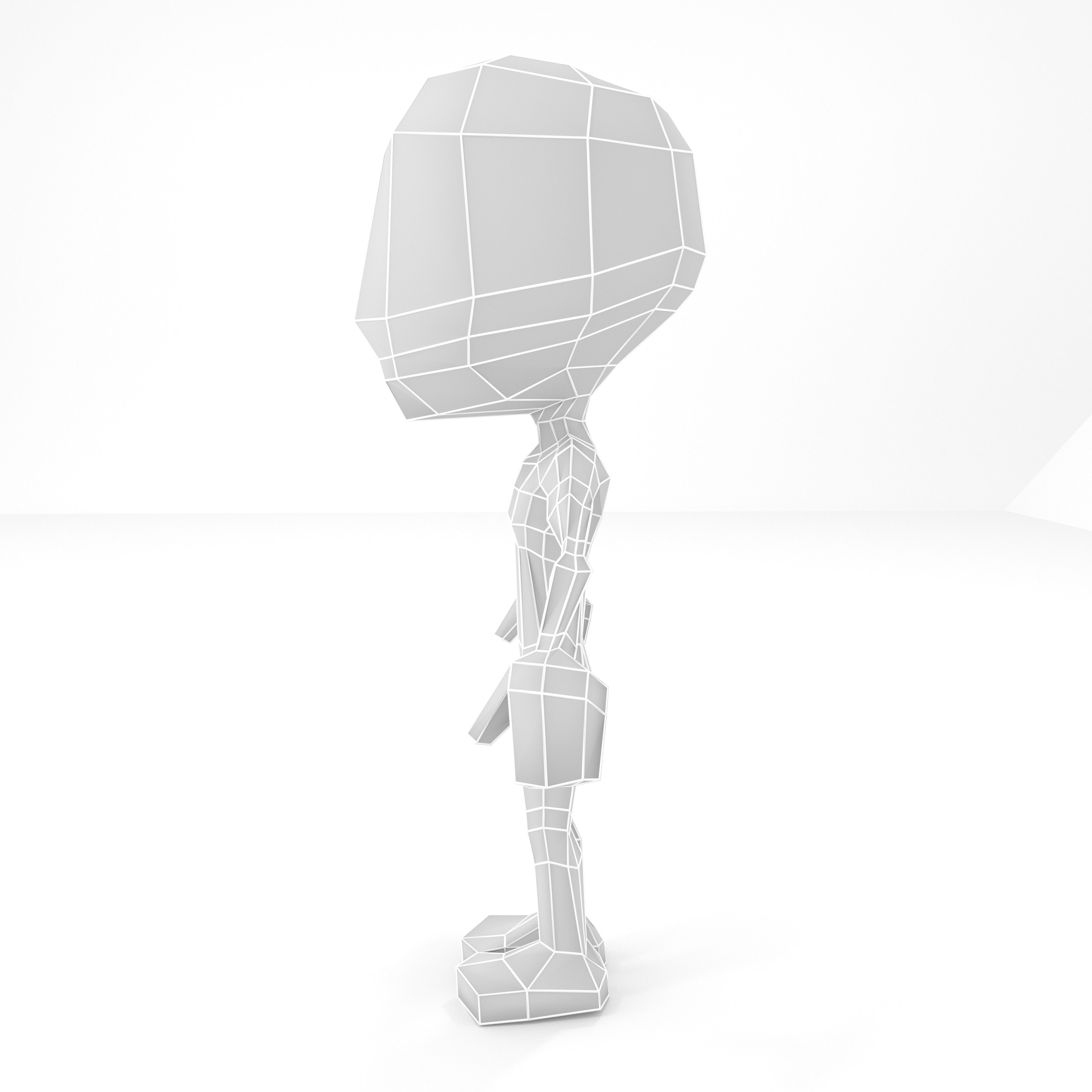 Male cartoon low-poly character base mesh Low-poly 3D model_4