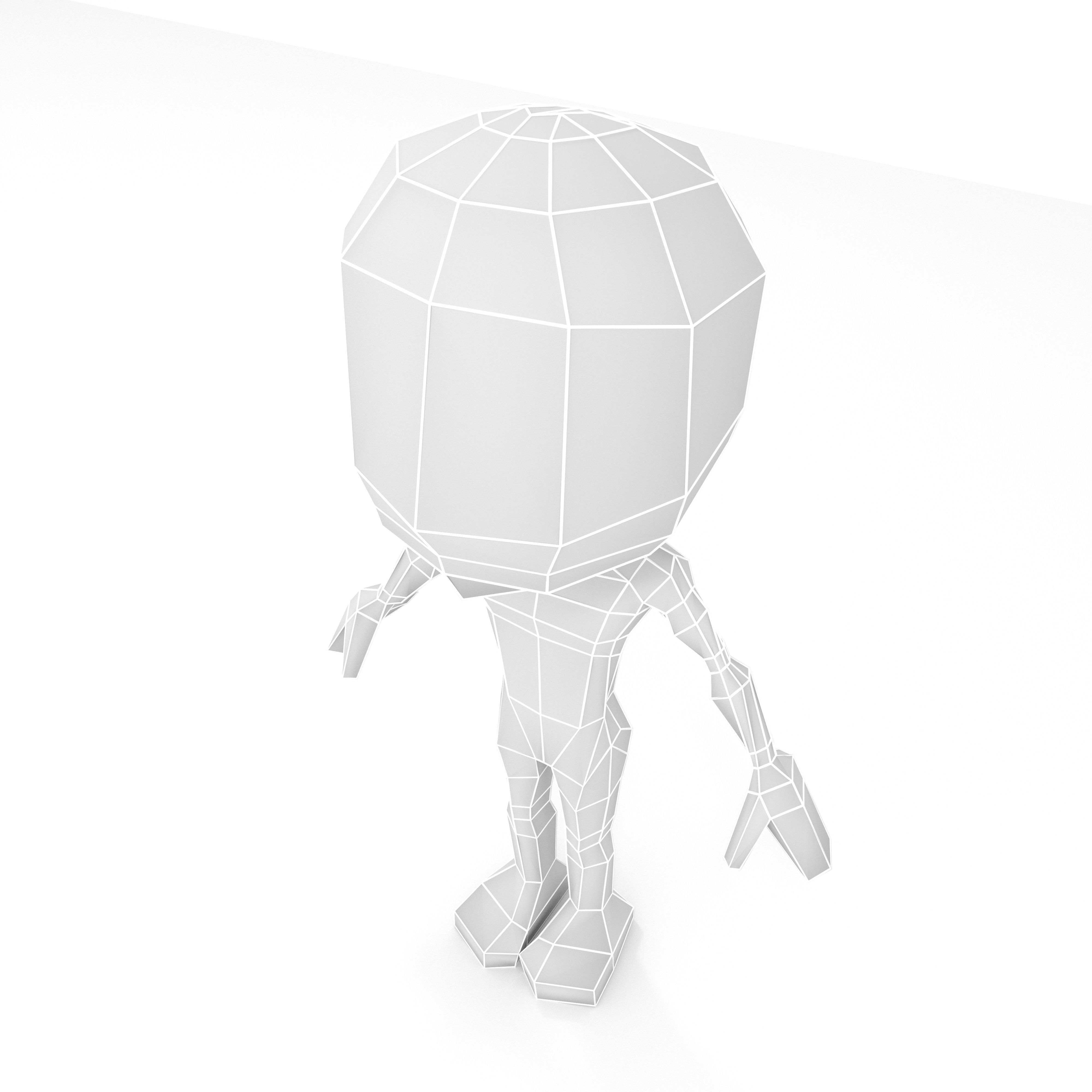 Male cartoon low-poly character base mesh Low-poly 3D model_3